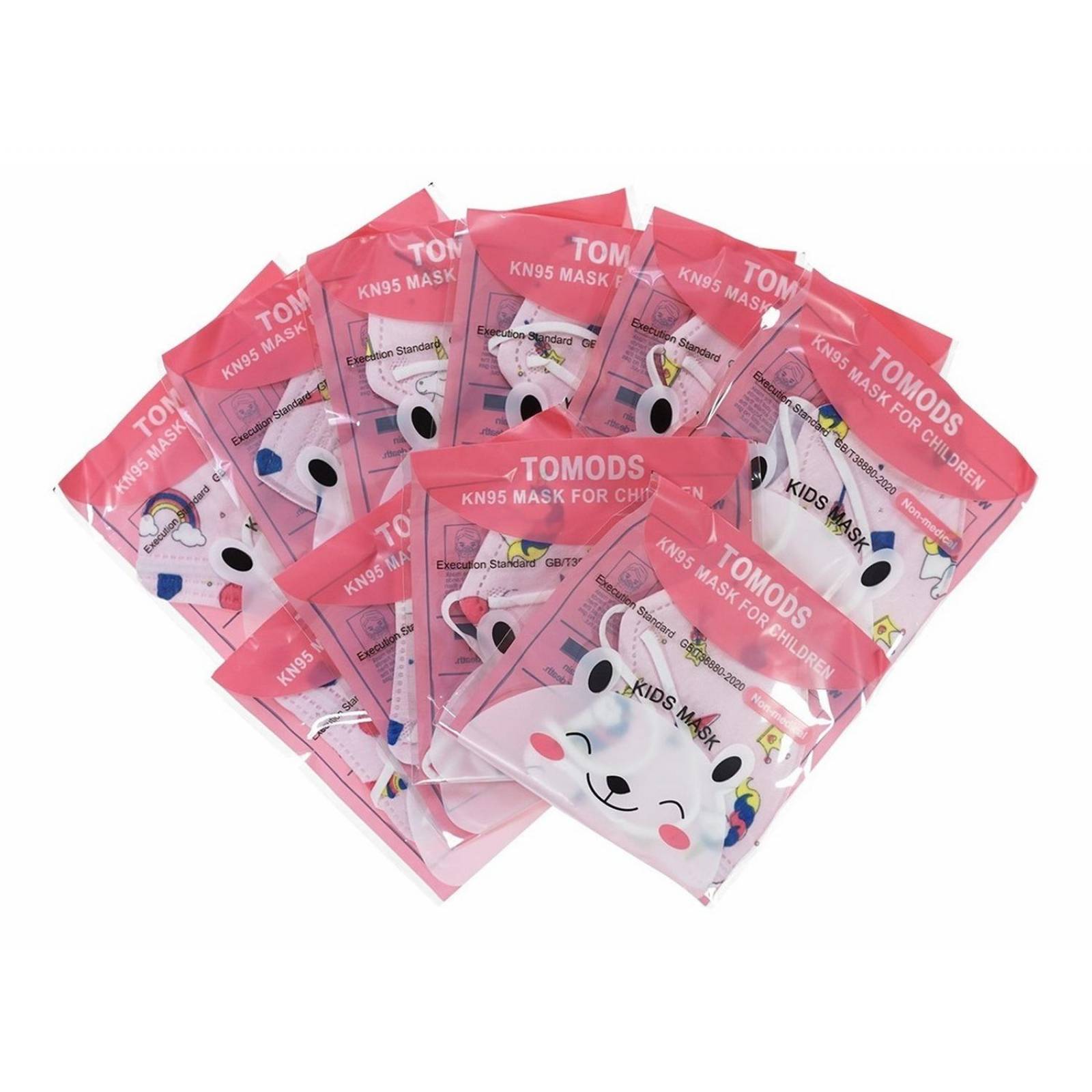 10 Cubrebocas kn95 Infantil Certificado, con 4 capas de protección, Edad sugerida 4 a 10 años. Mascarilla fabricada en  polipropileno, algodon y elástico, desechable.