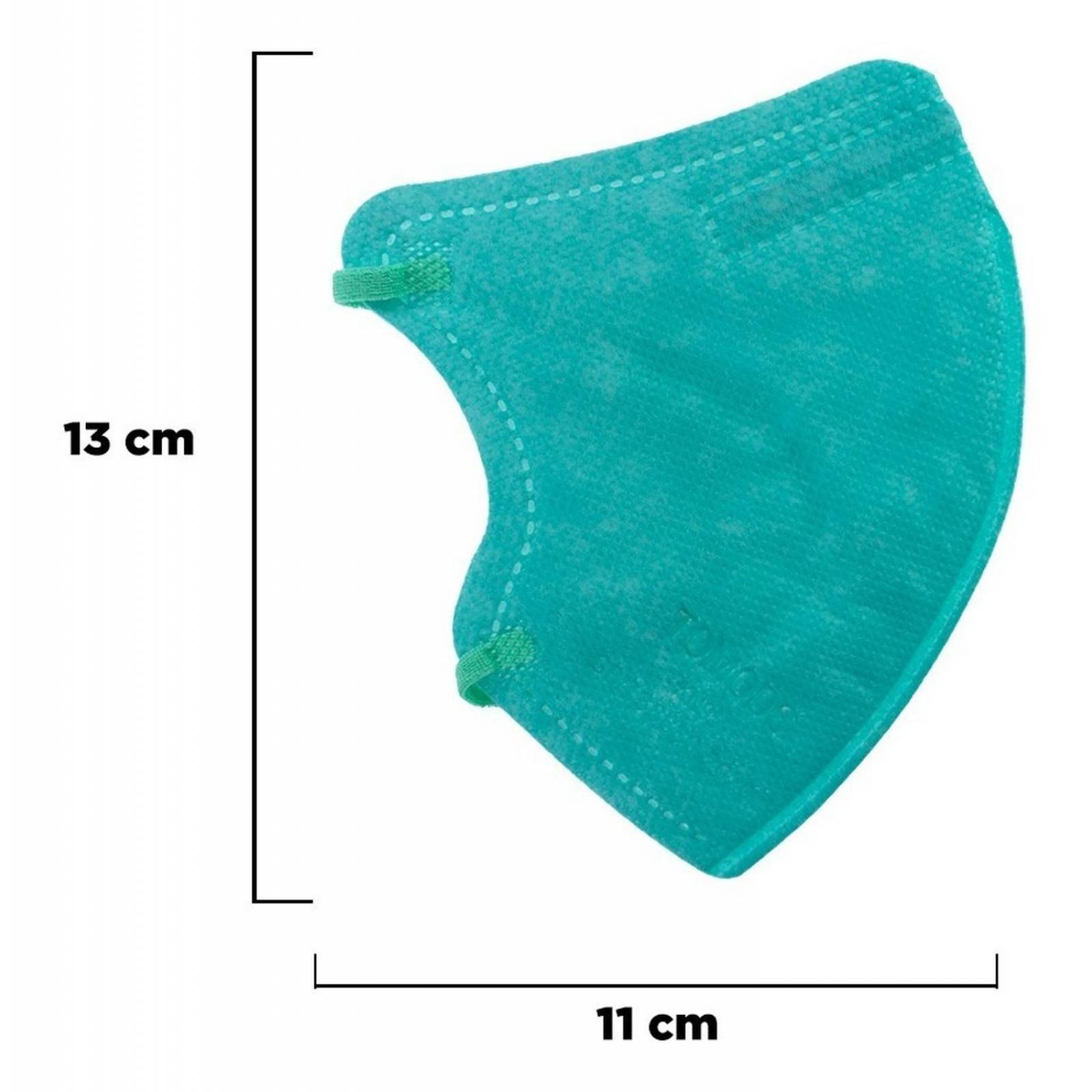 Kn95 Mascarillas Cubrebocas Infantil Caja10pz Colores Tomods Turquesa.