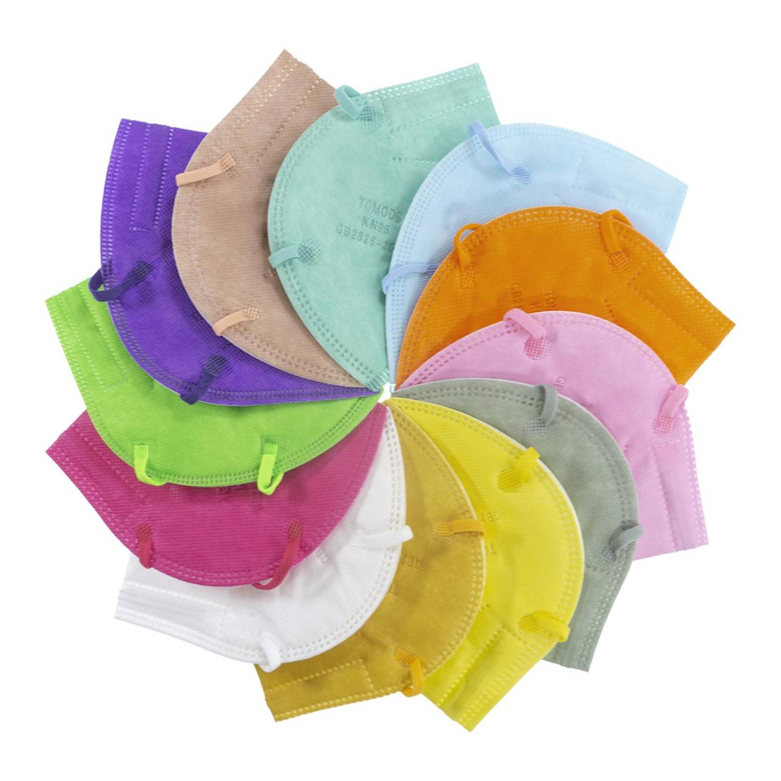 12 Cubrebocas Kn95 Tomods Certificado Con 4 Capas De Protección Para Adulto. Mascarilla Fabricada En Polipropileno, Algodón Y Elástico, Desechables.