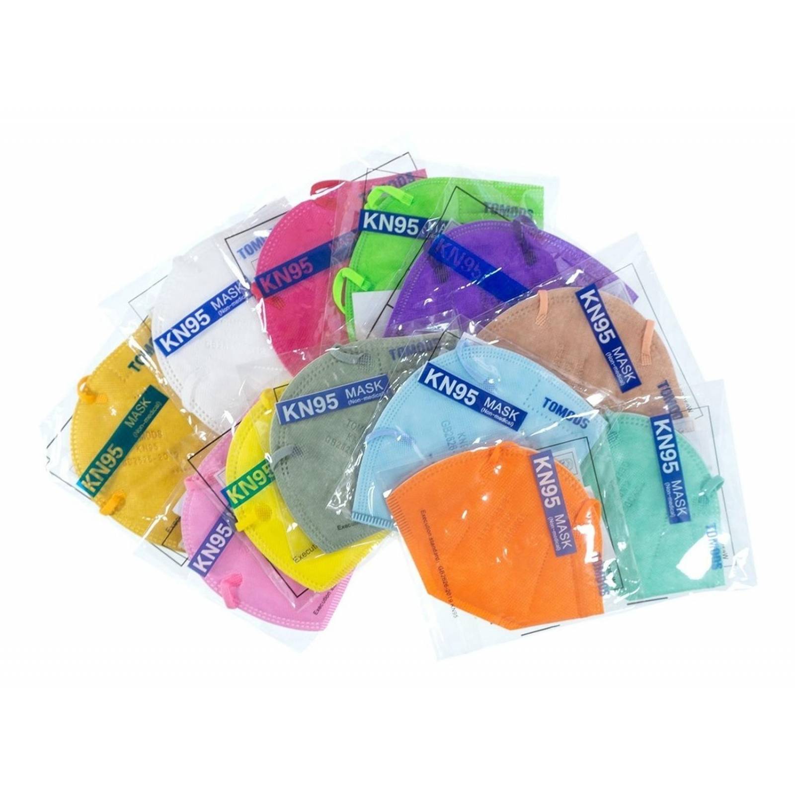 12 Cubrebocas Kn95 Tomods Certificado Con 4 Capas De Protección Para Adulto. Mascarilla Fabricada En Polipropileno, Algodón Y Elástico, Desechables.