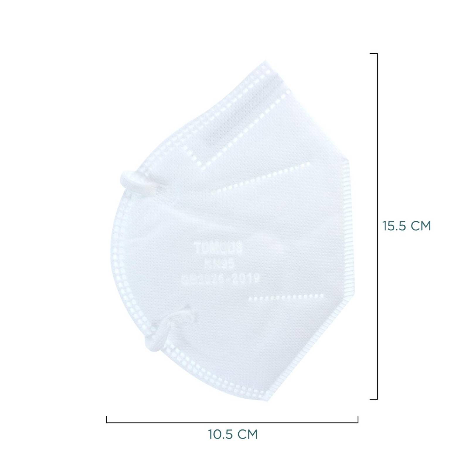 Cubrebocas Kn95 Tomods Mascarillas Certificados Caja 10 Pzs Blanco.