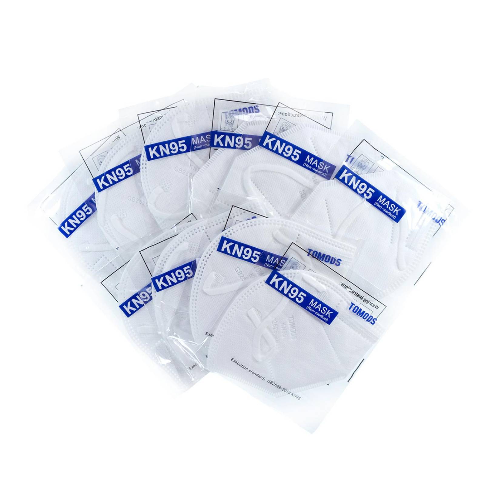 Cubrebocas Kn95 Tomods Mascarillas Certificados Caja 10 Pzs Blanco.