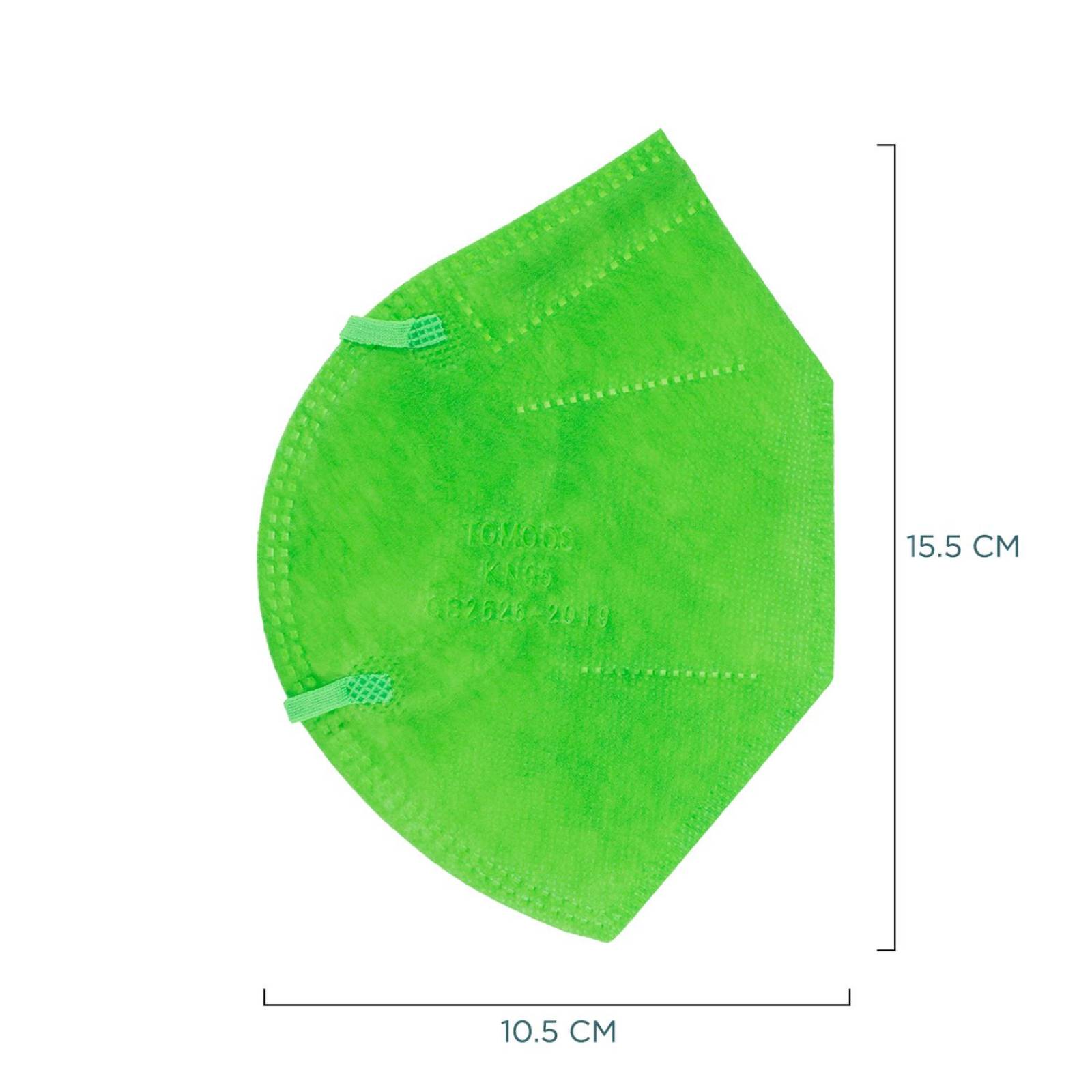 Cubrebocas Kn95 Tomods Mascarillas Certificados Caja 10 Pzs Verde lima Verde Lima.