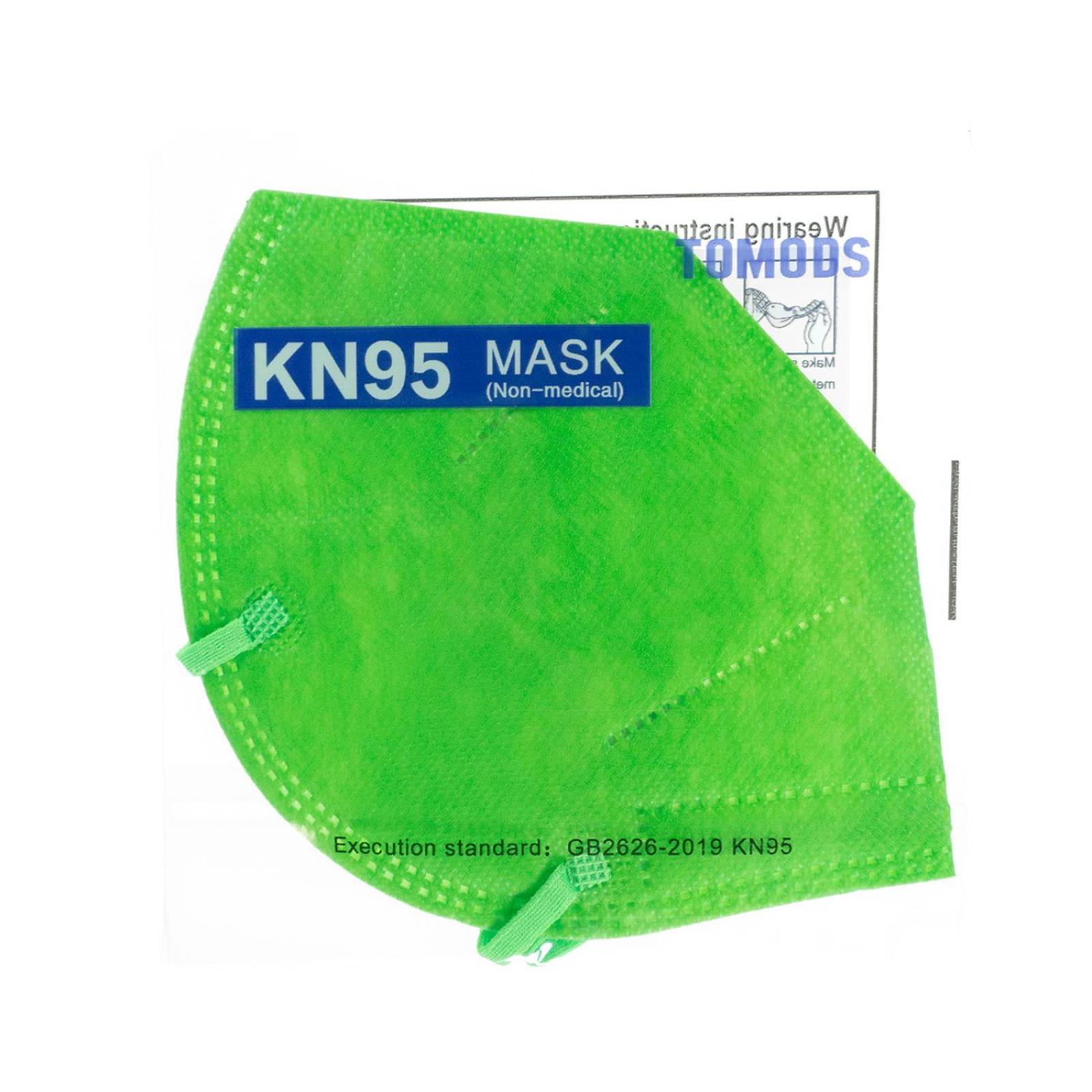 Cubrebocas Kn95 Tomods Mascarillas Certificados Caja 10 Pzs Verde lima Verde Lima.