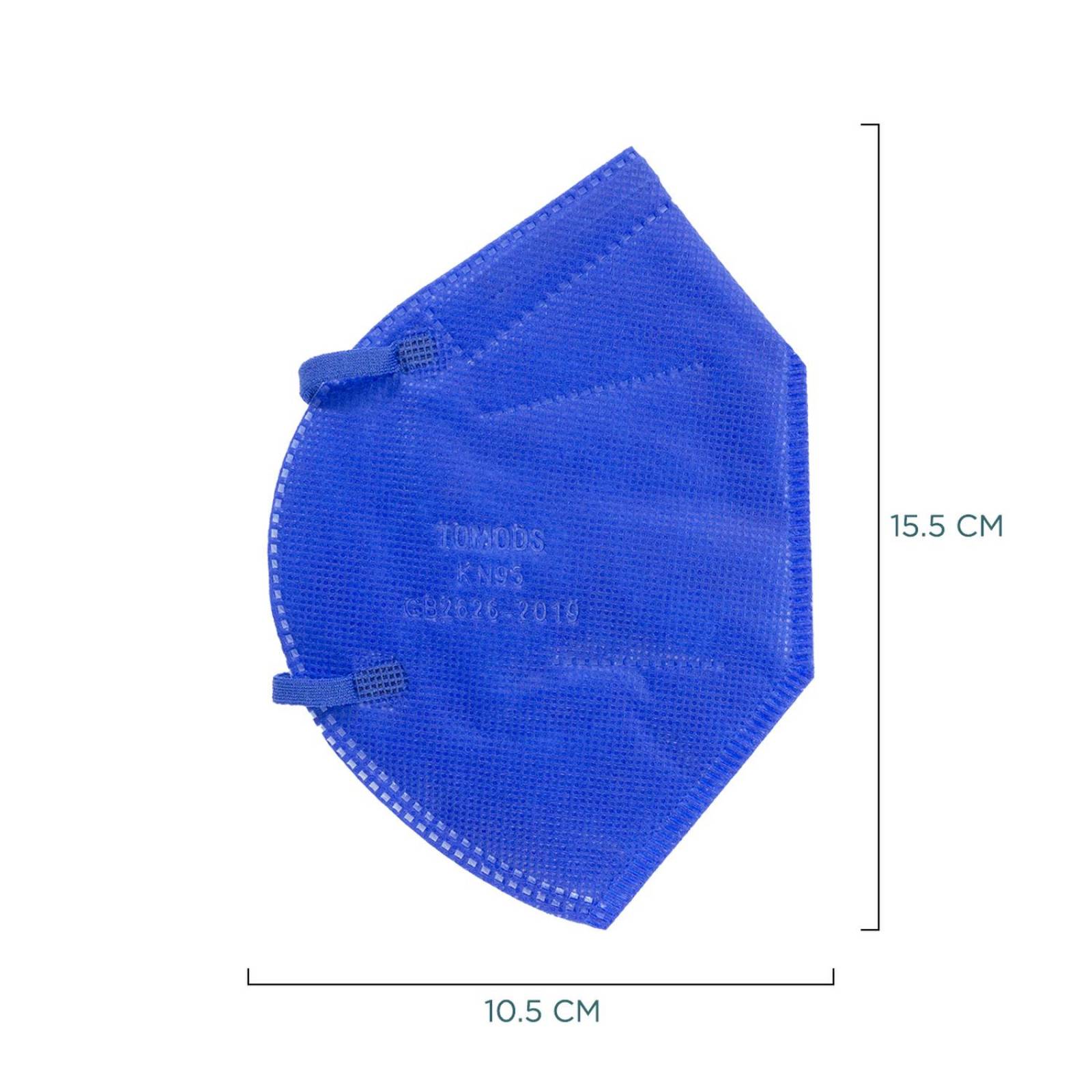 Cubrebocas Kn95 Tomods Mascarillas Certificados Caja 10 Pzs Azul Rey.