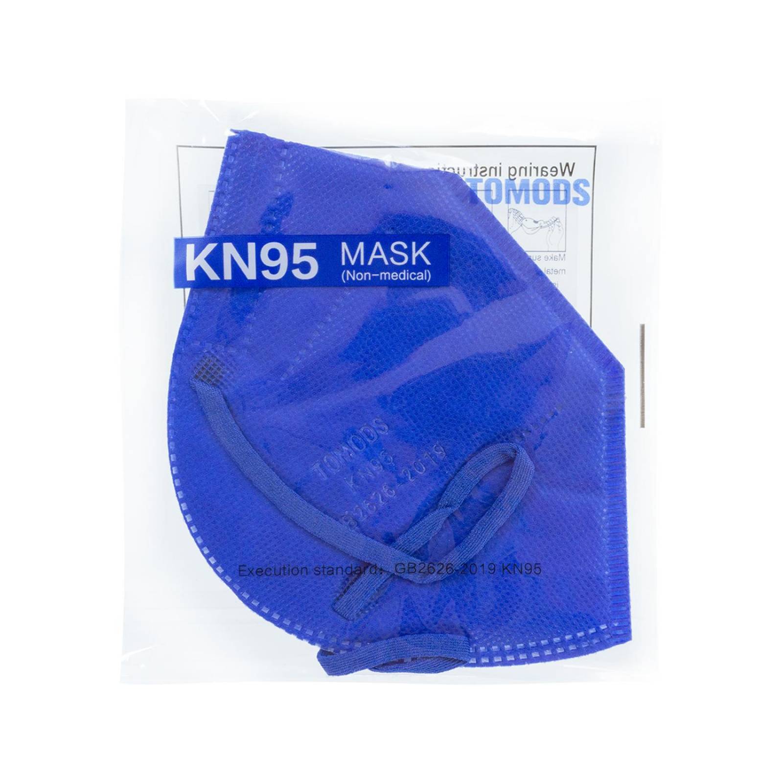Cubrebocas Kn95 Tomods Mascarillas Certificados Caja 10 Pzs Azul Rey.