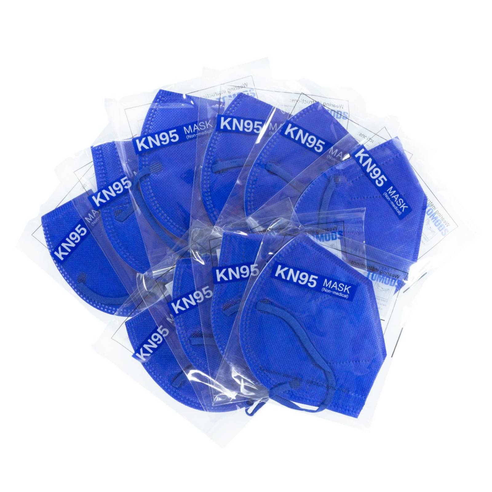 Cubrebocas Kn95 Tomods Mascarillas Certificados Caja 10 Pzs Azul Rey.