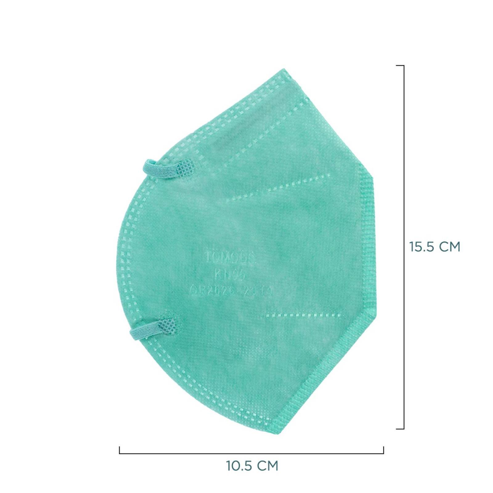 Cubrebocas Kn95 Tomods Mascarillas Certificados Caja 10 Pzs Verde Agua.