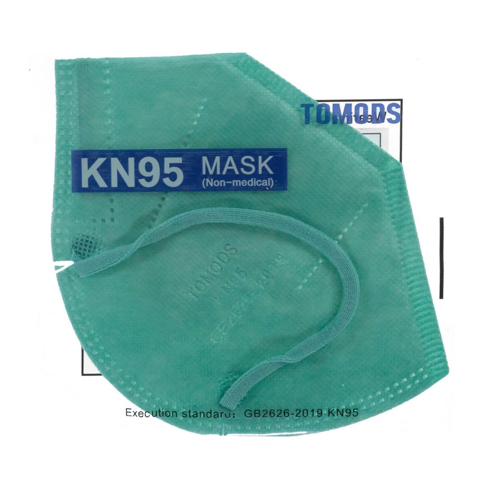 Cubrebocas Kn95 Tomods Mascarillas Certificados Caja 10 Pzs Verde Agua.