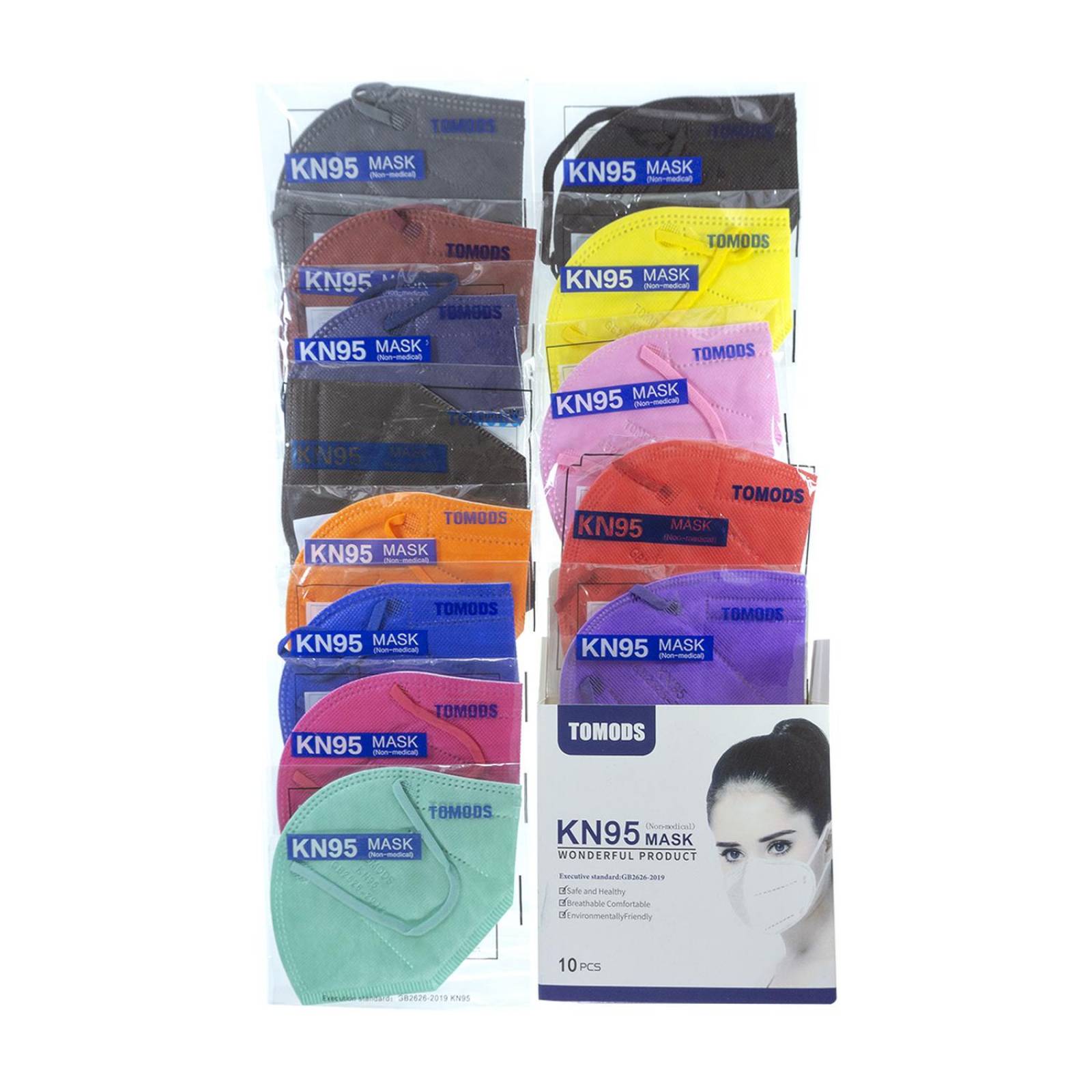 Kn95 Mascarillas Cubrebocas Lavables 13 Pzs Colores Tomods Mixto 2