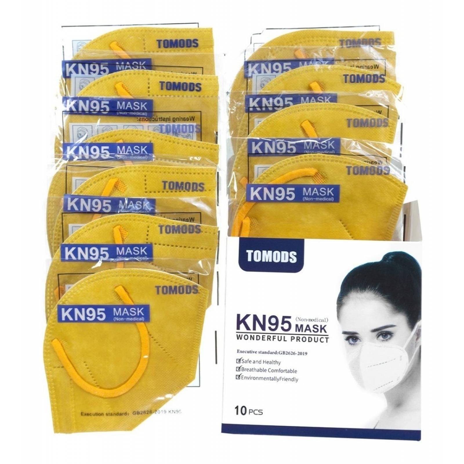 Kn95 Mascarillas Cubrebocas Lavables 13 Pzs Colores Tomods Mostaza.