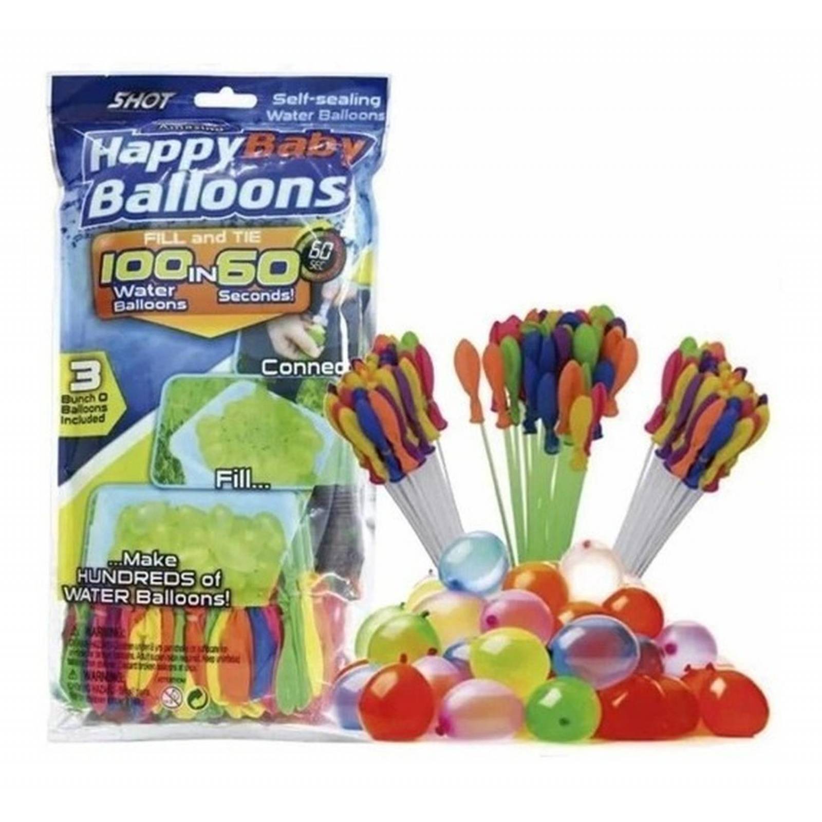 Globos De Agua 1110pz Happy Baby Balloons Bunch Juguete Agua 