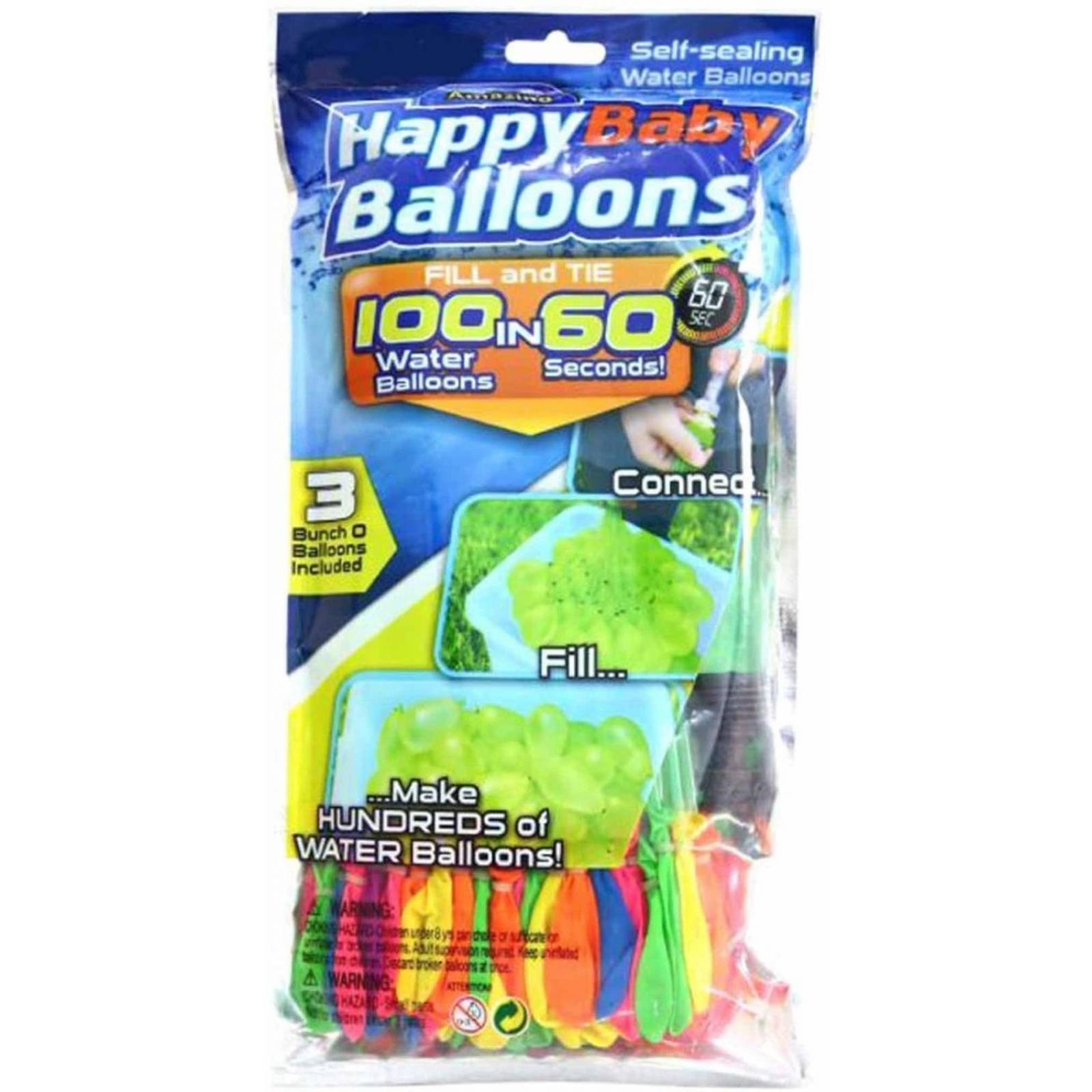 Globos De Agua 1110pz Happy Baby Balloons Bunch Juguete Agua 