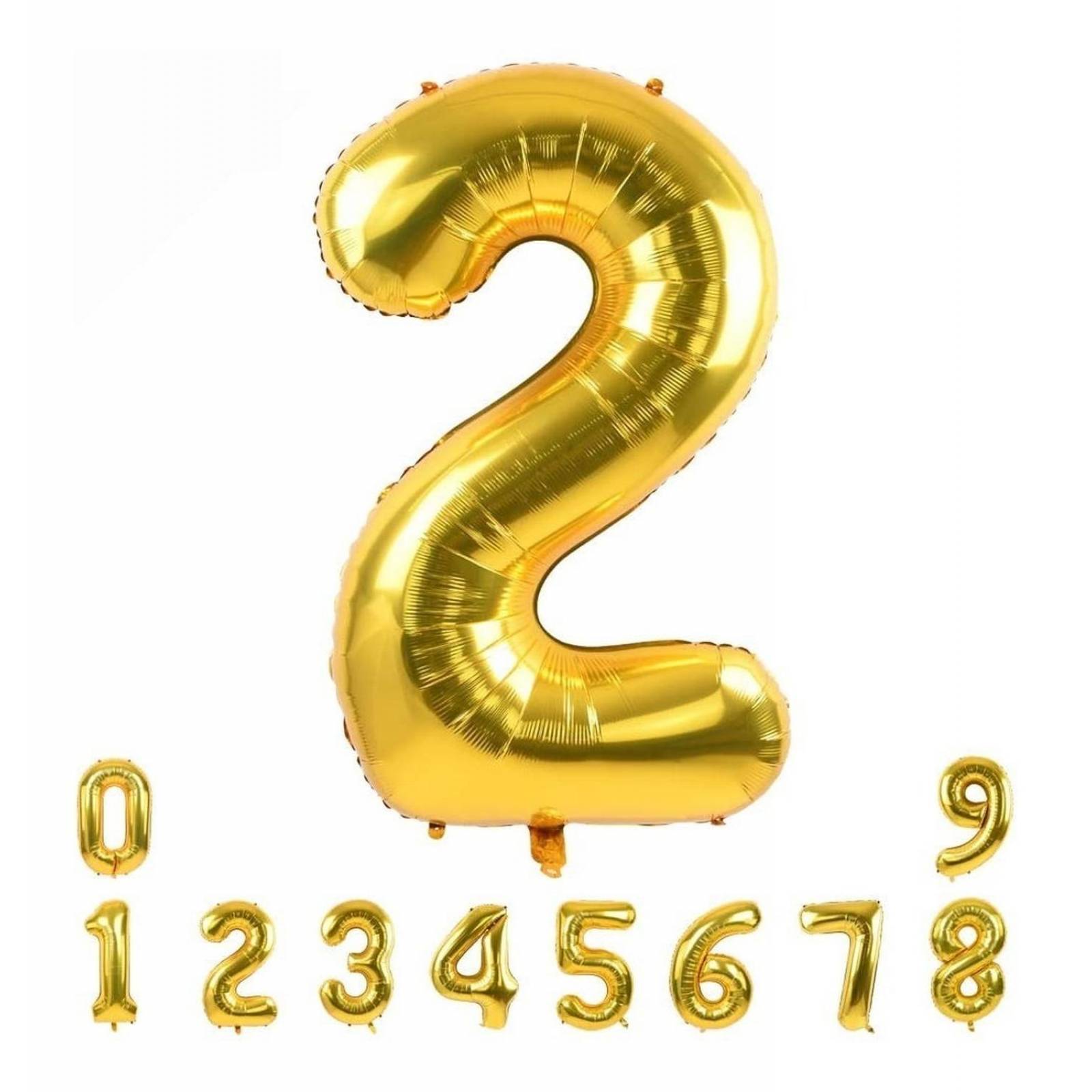 Numero Globo Metalico Plata Dorado Grande 82cm Decoracion Número 2 Dorado