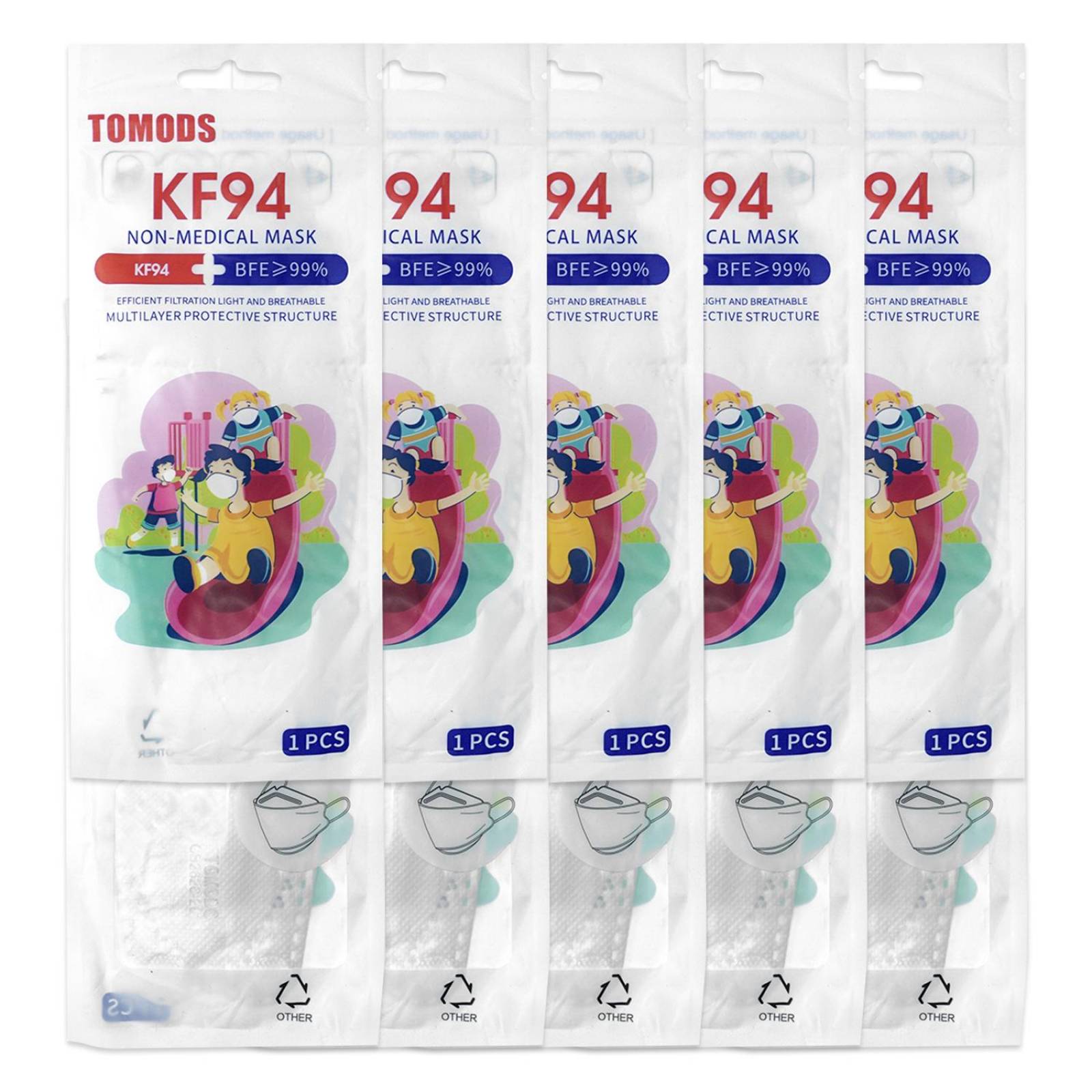 Cubrebocas Kf94 Infantil Mascarillas De Colores 15 Pzs Blanco