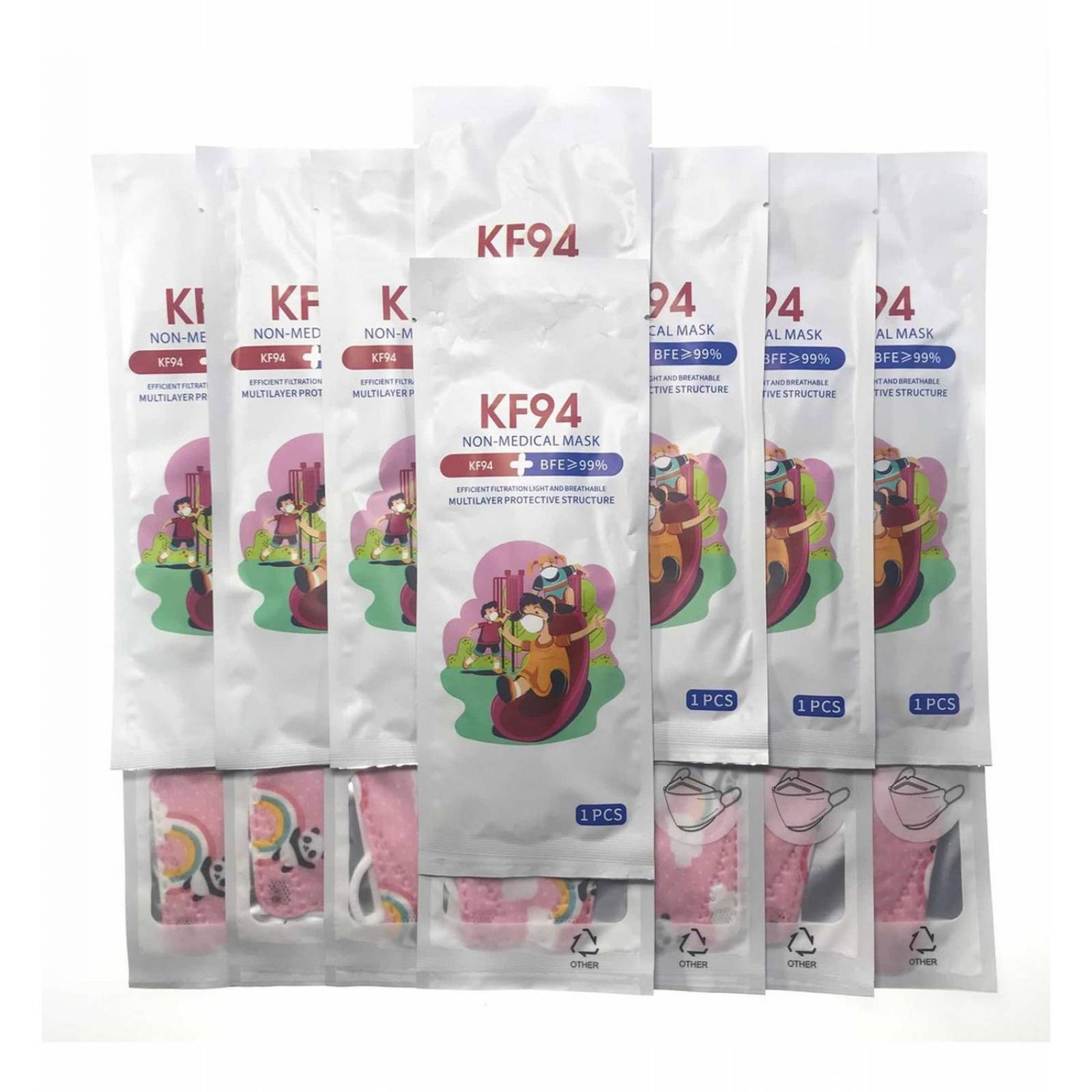 Cubrebocas Kf94 Infantil Mascarillas De Colores 15 Pzs Rosa Panda