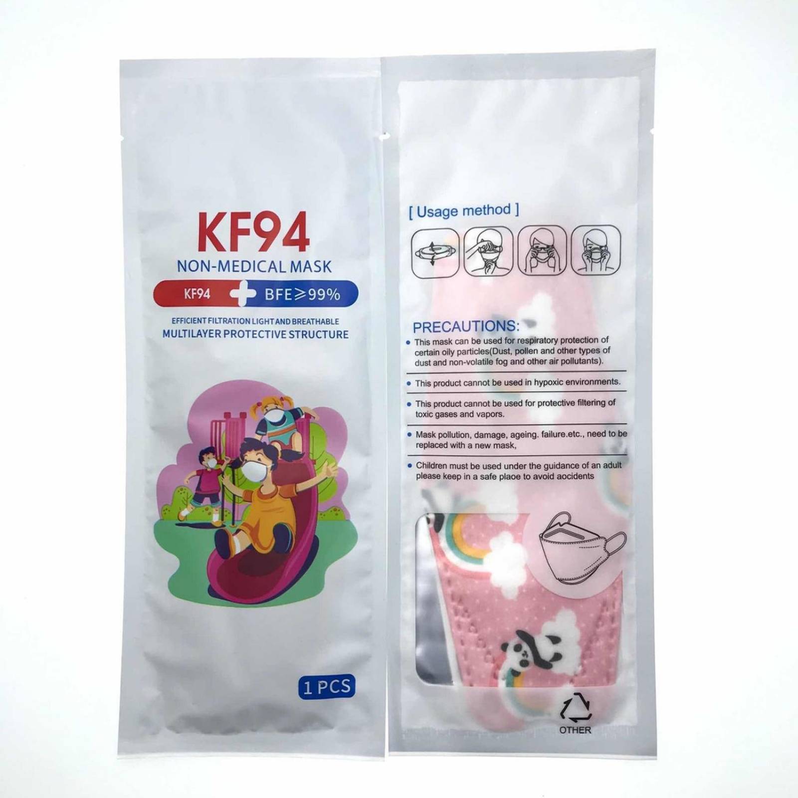 Cubrebocas Kf94 Infantil Mascarillas De Colores 15 Pzs Rosa Panda
