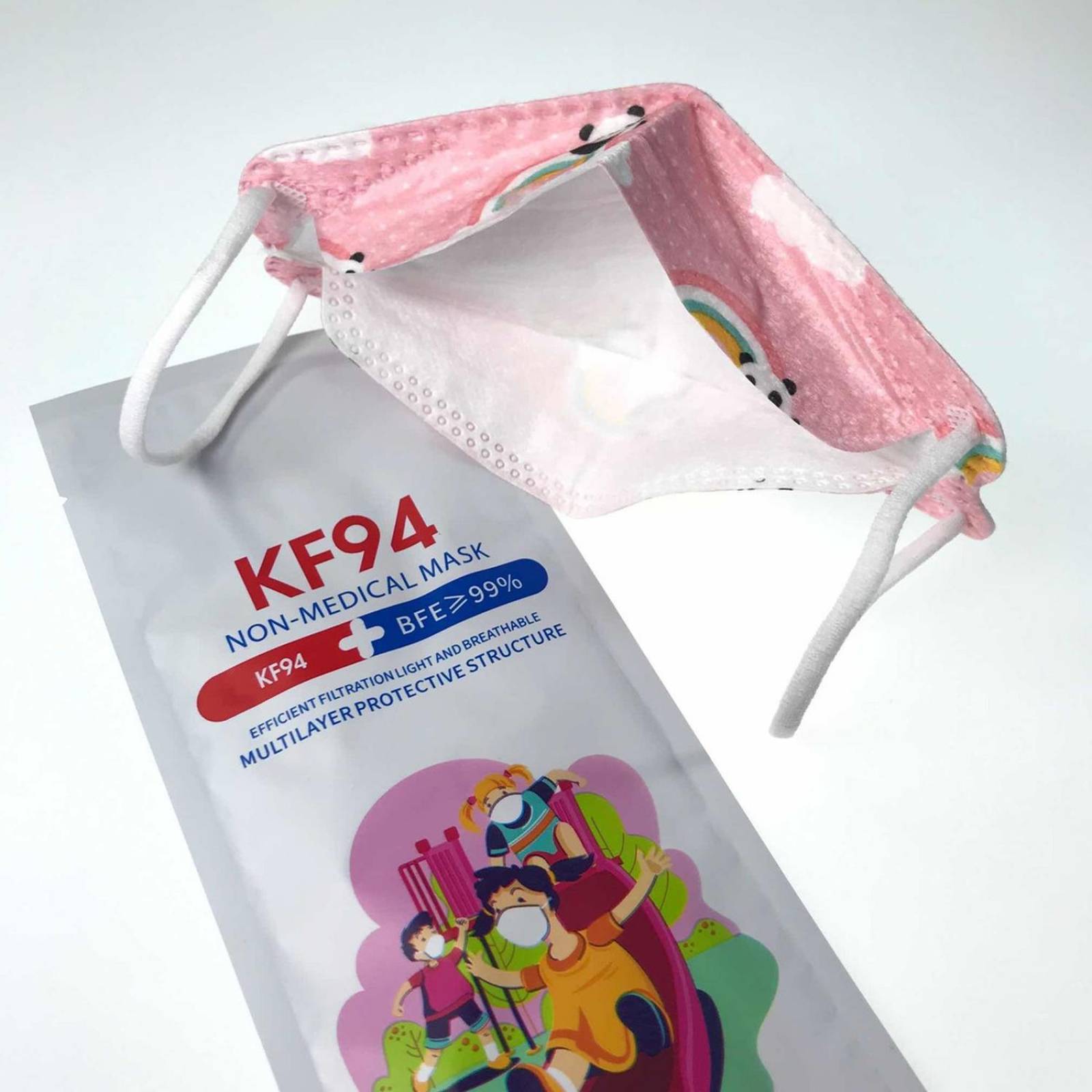 Cubrebocas Kf94 Infantil Mascarillas De Colores 15 Pzs Rosa Panda