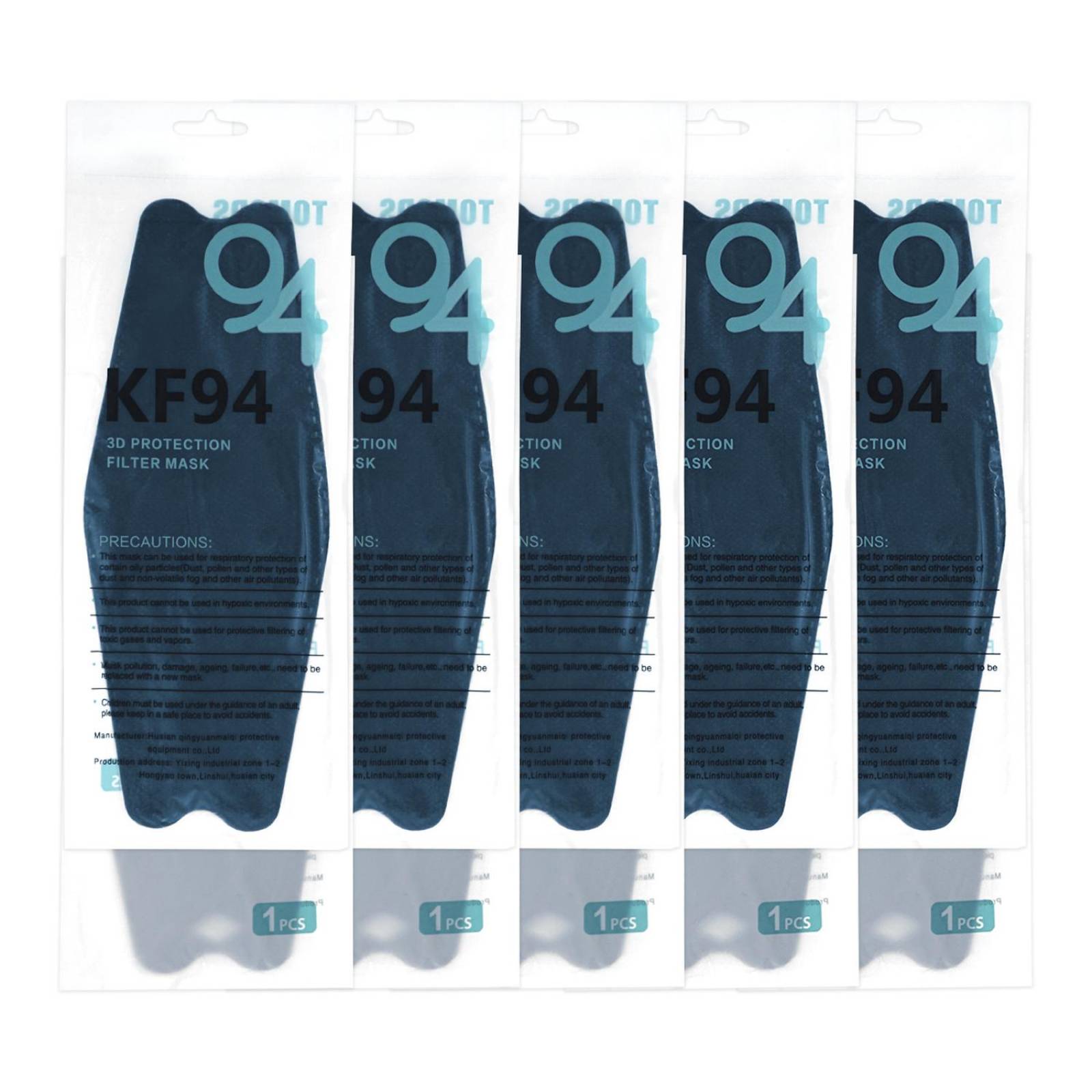 Cubrebocas Kf94 Mascarillas 3d Colores 10pzs Filtración 94% Azul marino.