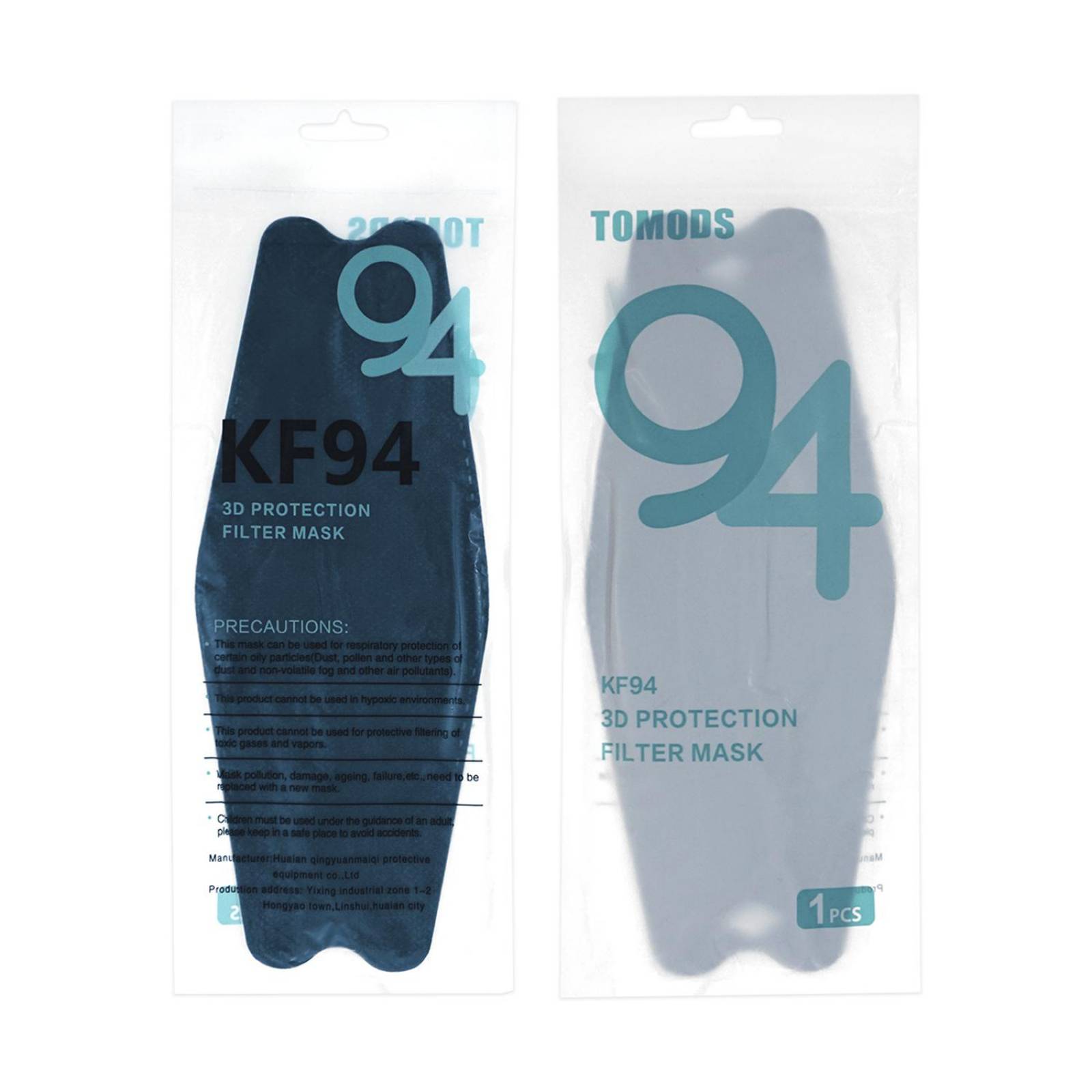 Cubrebocas Kf94 Mascarillas 3d Colores 10pzs Filtración 94% Azul marino.