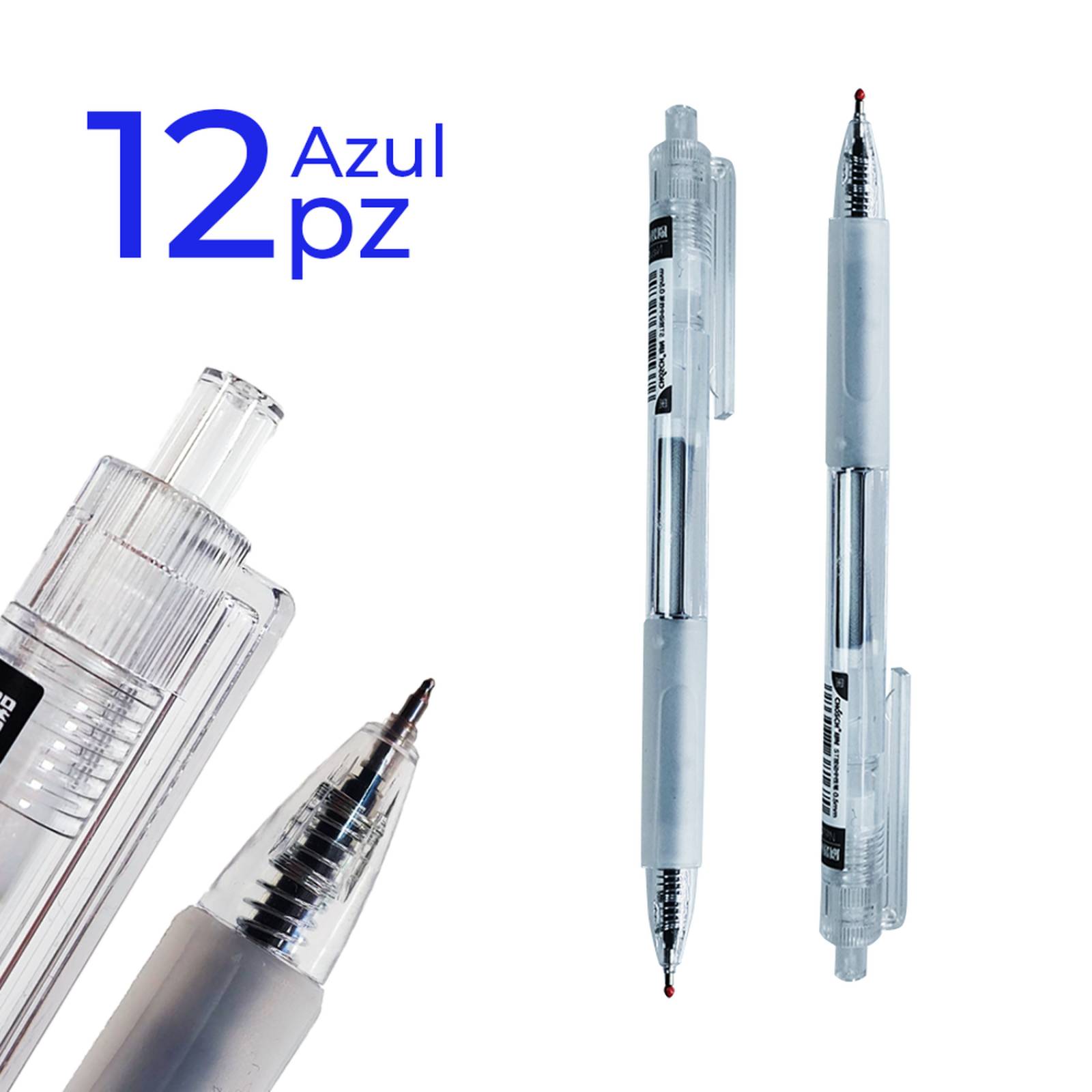 Pluma De Gel Retráctil 12 Piezas Bolígrafo Lapicero Cristal 