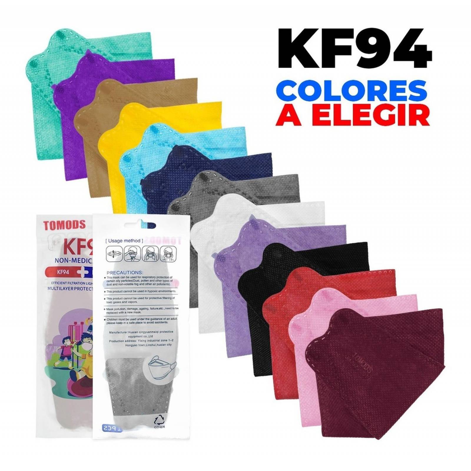 Cubrebocas Kf94 Infantil Mascarillas A Elegir Colores 50pzs