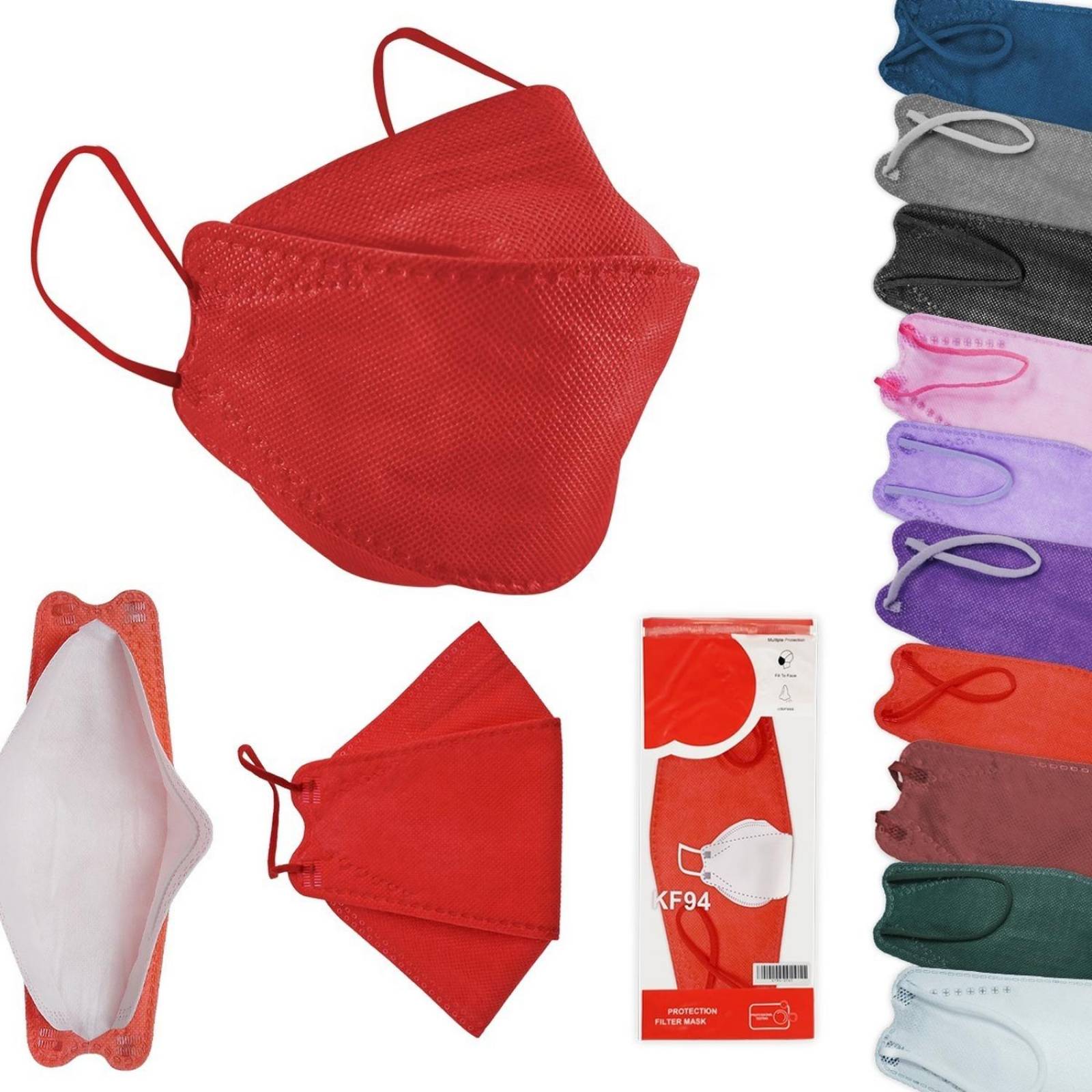 Cubrebocas Kf94 Mascarillas Proteccion Maxima 10pzs Adulto 