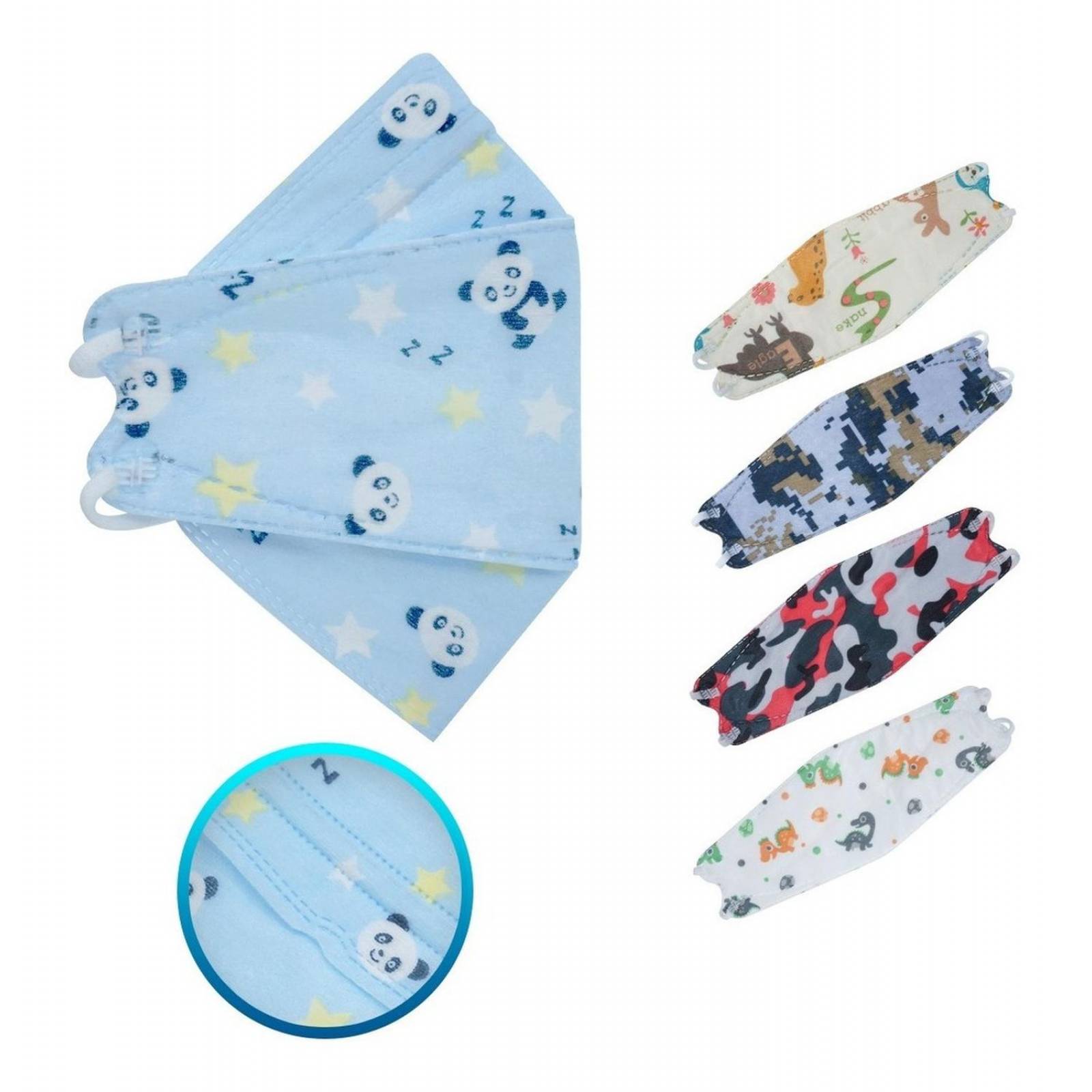 Cubrebocas Kf94 Infantil Mascarillas De Niño 10 Pzs Azul Pandita.