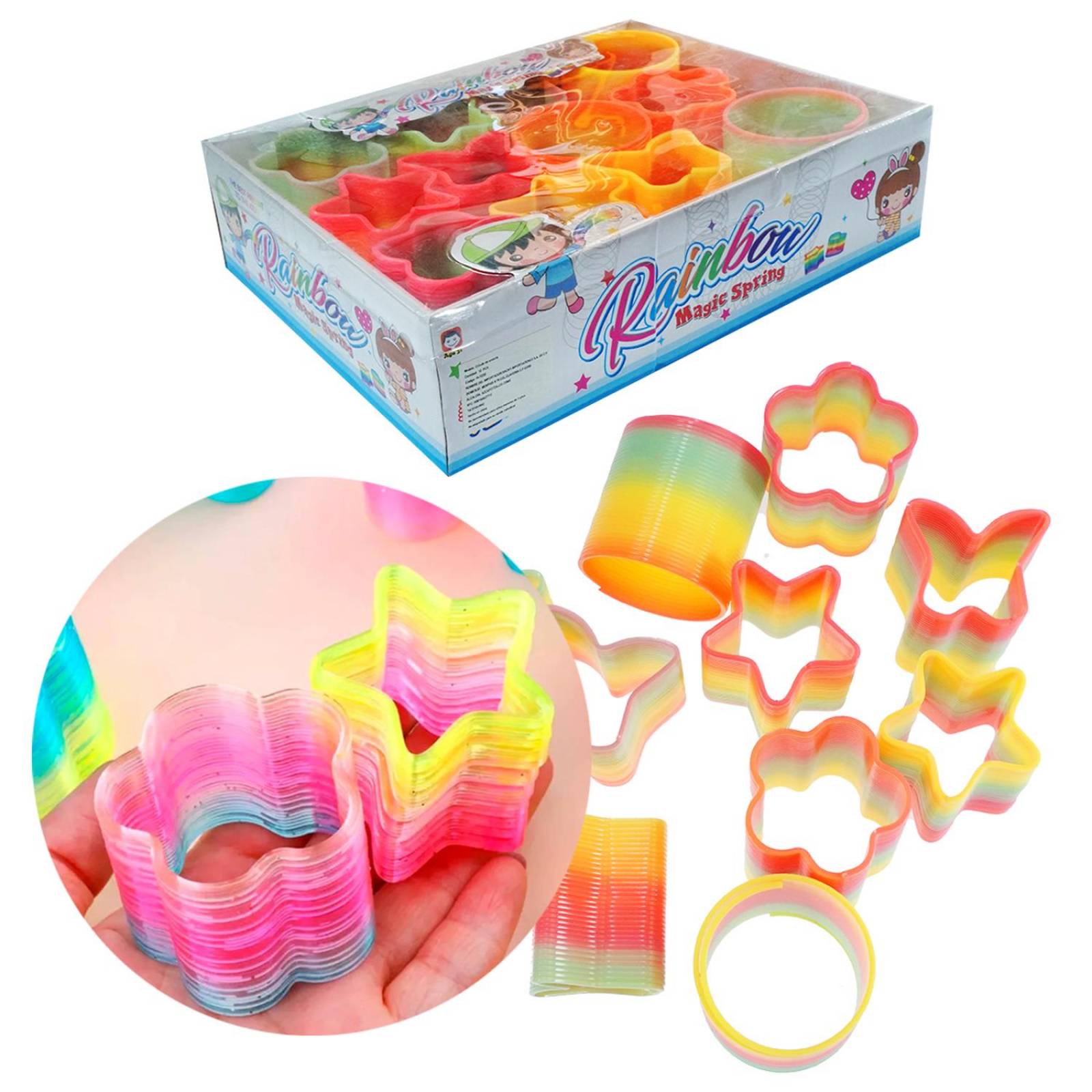 Juego De Resortes Gusano Espiral Rainbow Magic Spring 12pzs