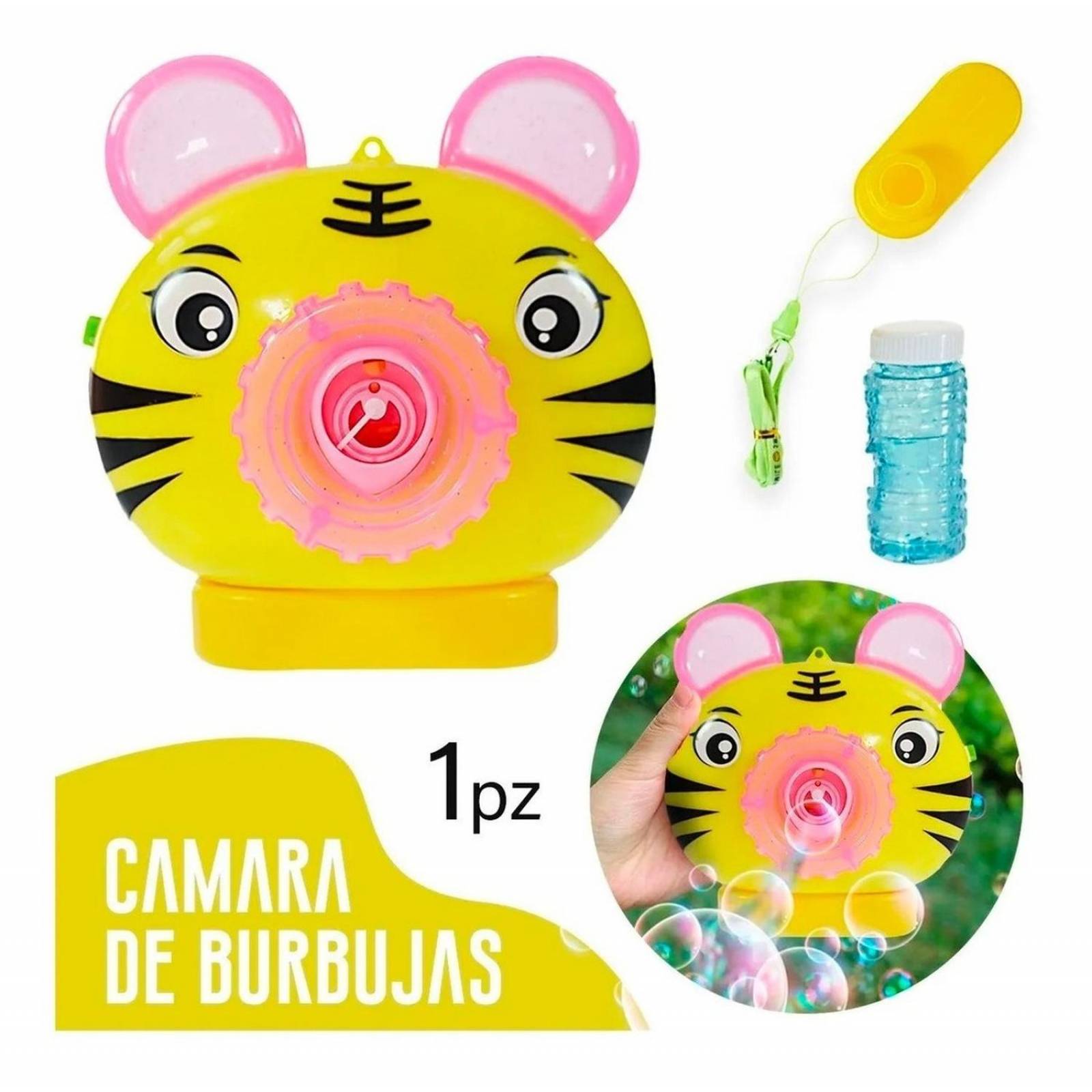 Cámara De Burbujas Juguete Para Hacer Burbujas Burbujero 1pz Tigre