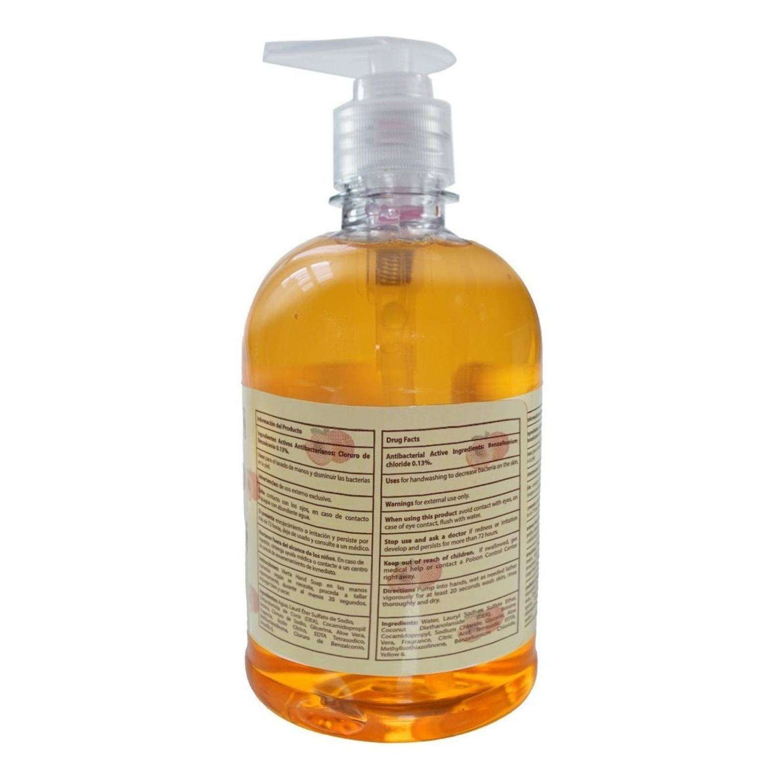 Jabón Líquido Para Manos Antibacterial Hipoalergénico 500mil Durazno