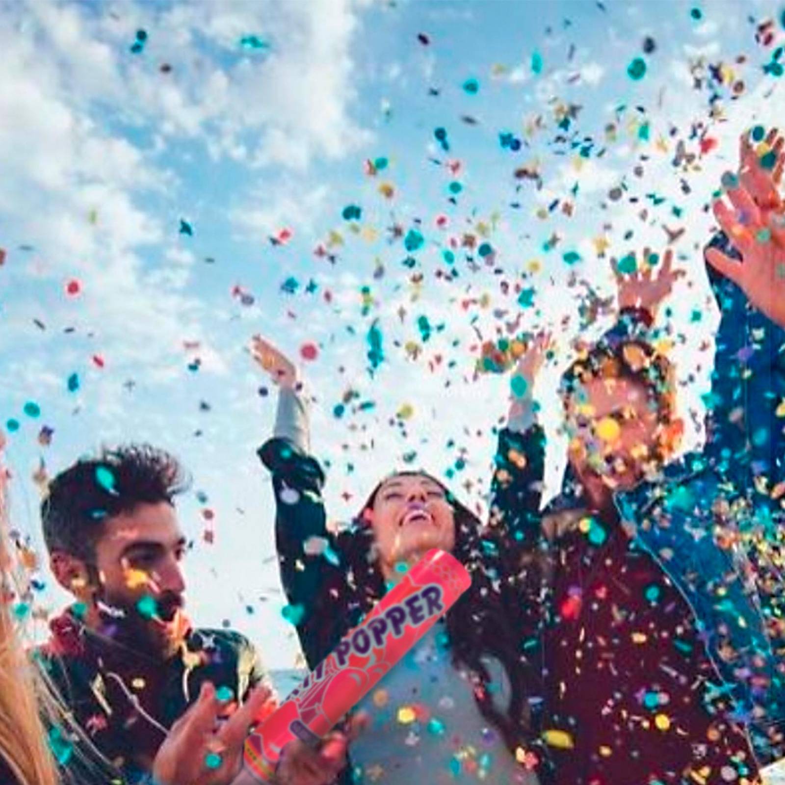Bazuca Cañon Lanza Confeti de colores Metalicos Roja 2pz