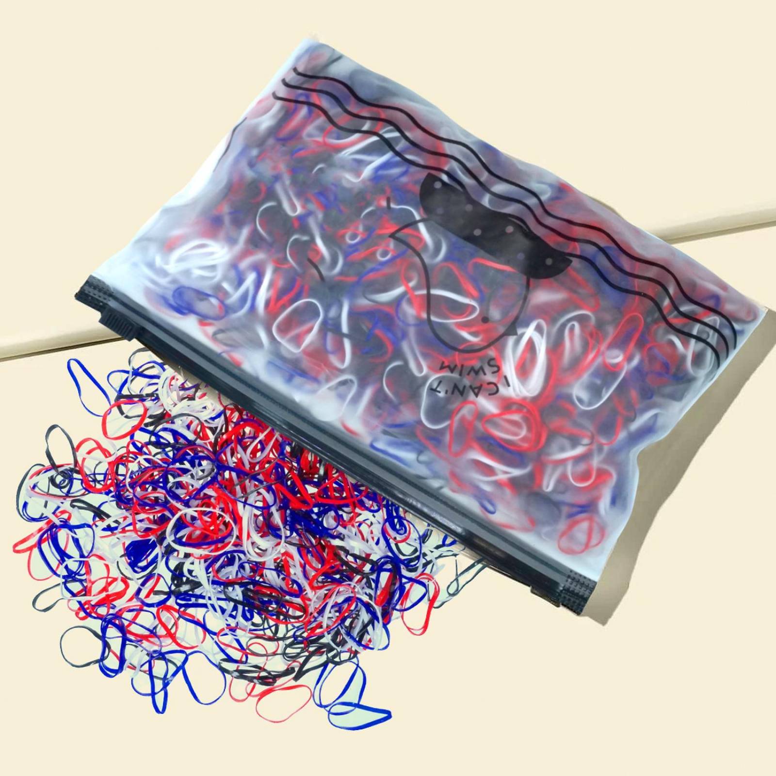 Ligas de Látex Para El Cabello bolsa con 1000pz aproxima BLANCO NEGRO ROJO AZUL REY