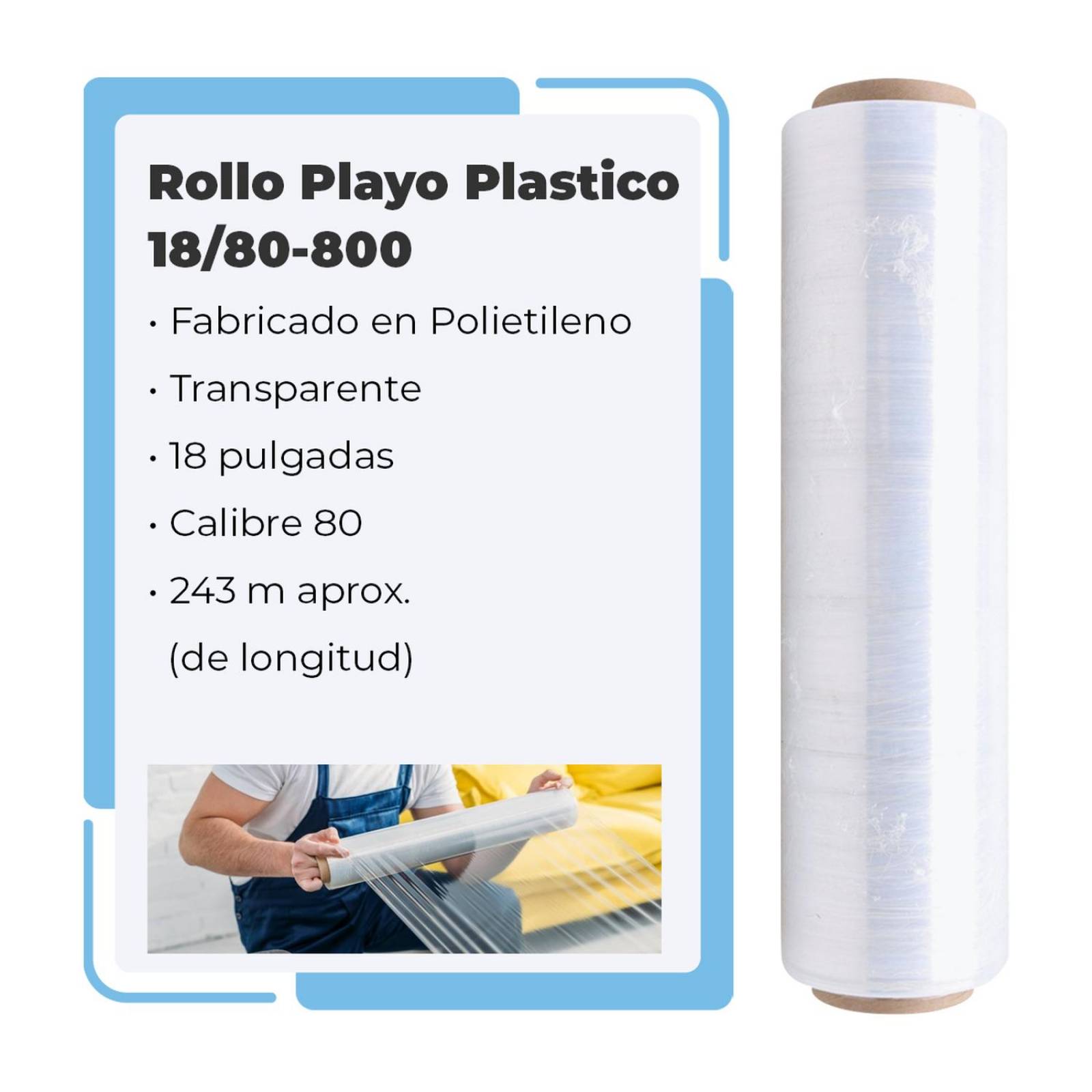 Rollo Playo transparente 18 calibre 80 800 pies 