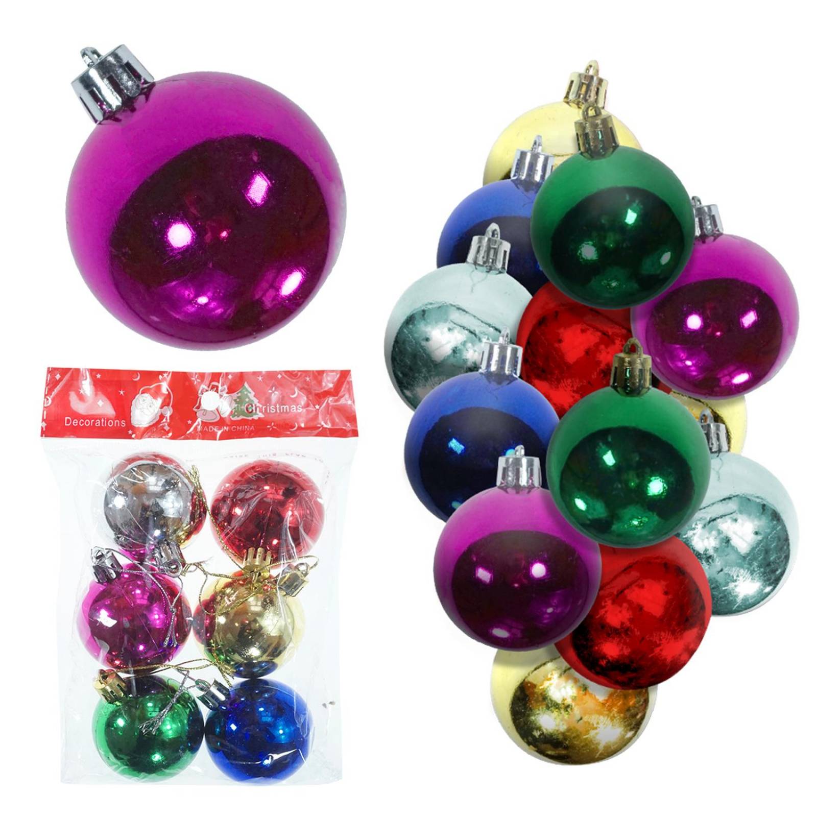 Esfera de navidad navideña para árbol No 6 colgantes 24 pz 