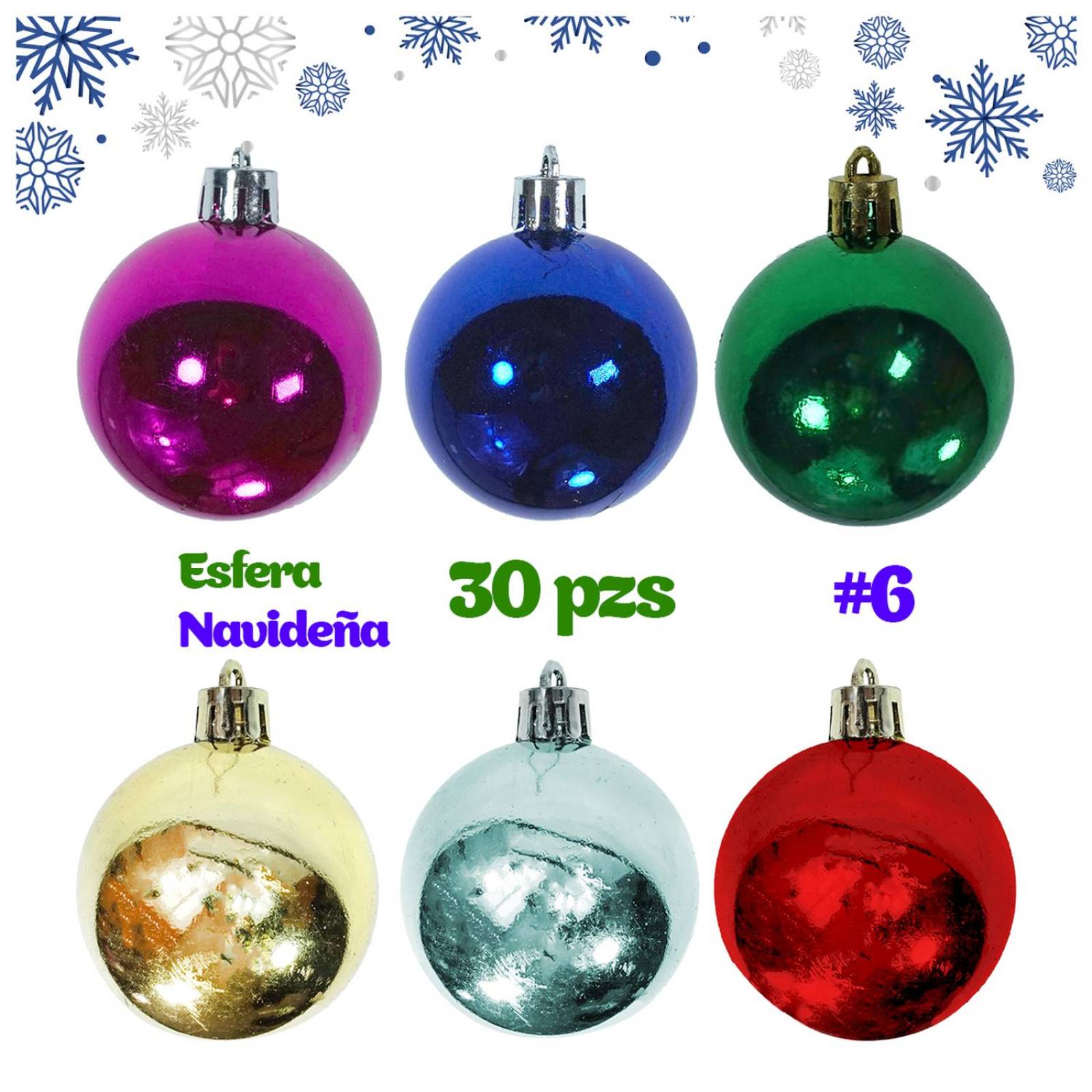Esfera de navidad navideña para árbol No 6 colgantes 24 pz 