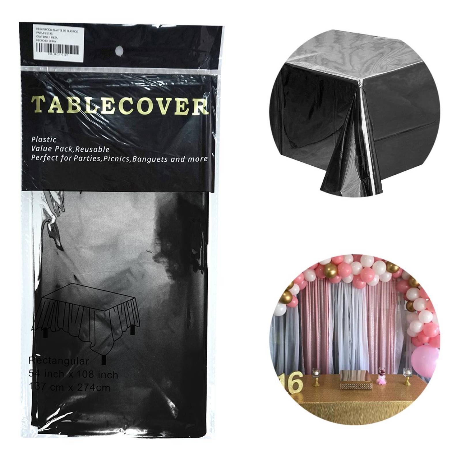 Mantel Para Mesa Rectangular De Fiesta Colores Metalicos 1 pz