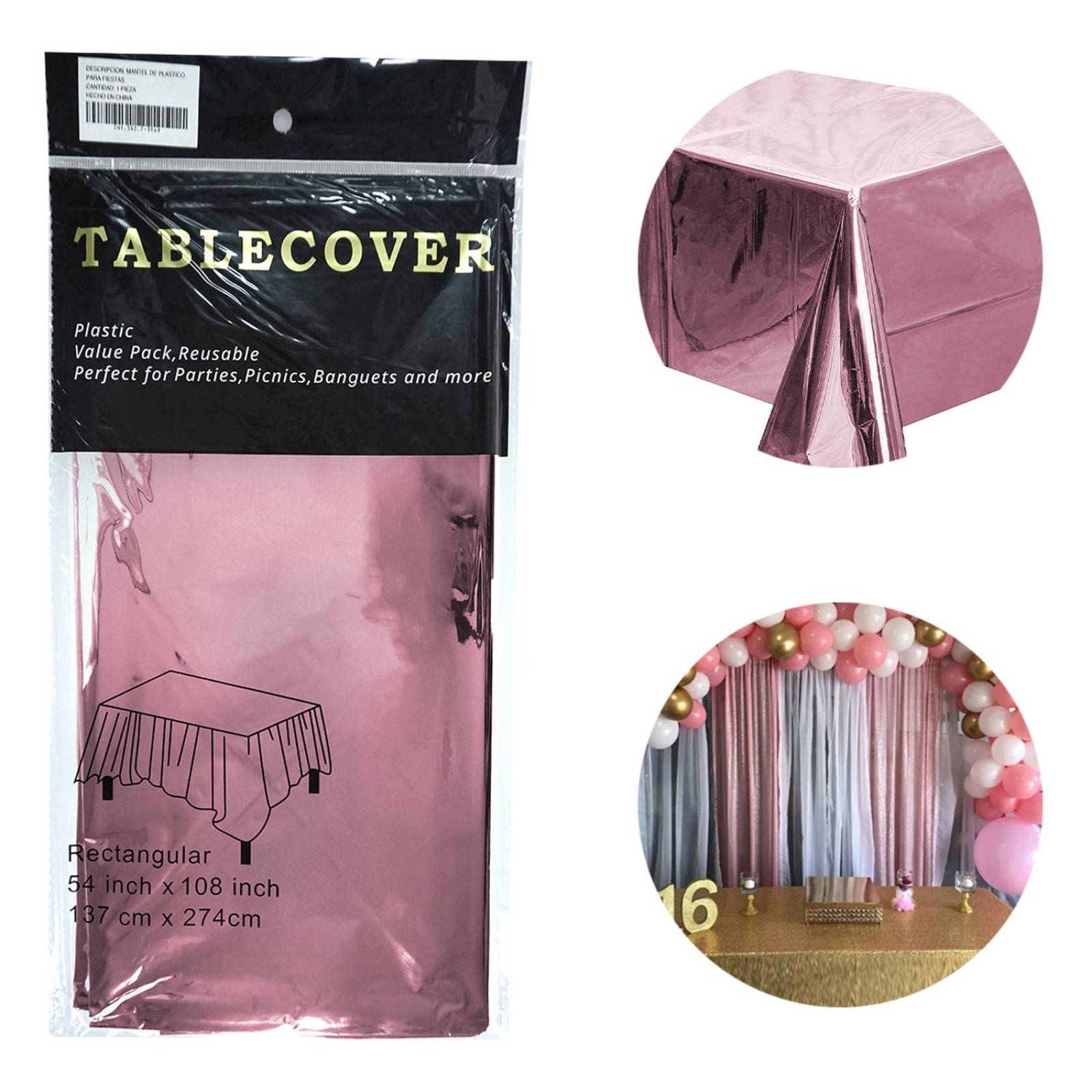 Mantel Para Mesa Rectangular De Fiesta Colores Metalicos 1 pz 