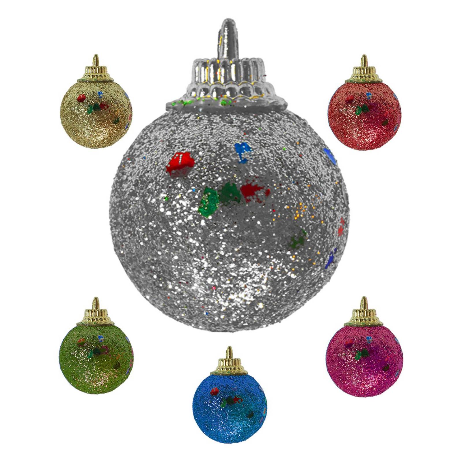 Mini Esferas Diamantadas Para Arbol Navidad Decoración 60 pz Multicolor