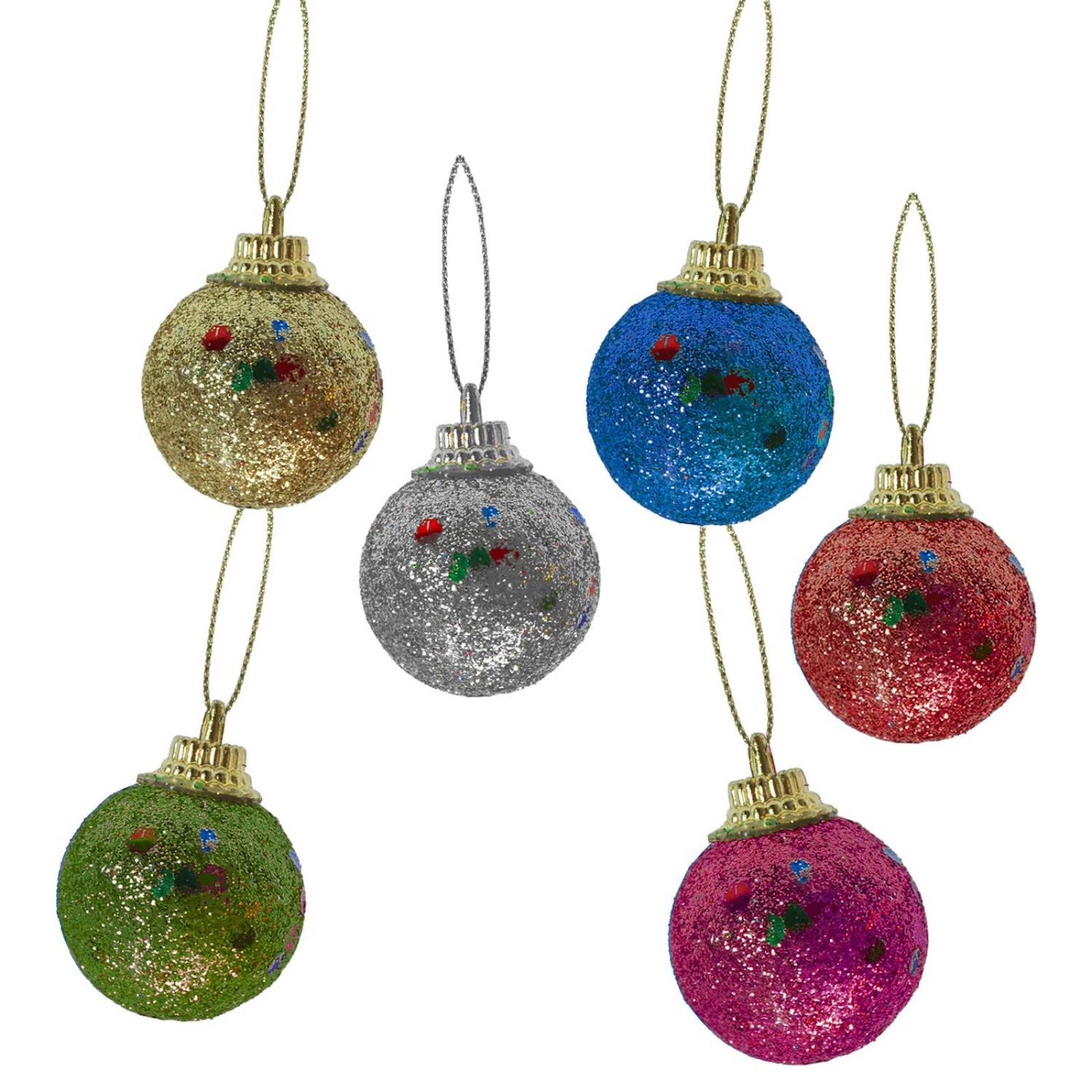 Mini Esferas Diamantadas Para Arbol Navidad Decoración 60 pz Multicolor