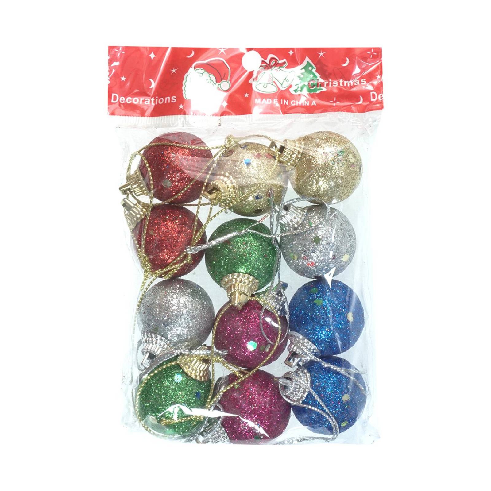 Mini Esferas Diamantadas Para Arbol Navidad Decoración 60 pz Multicolor