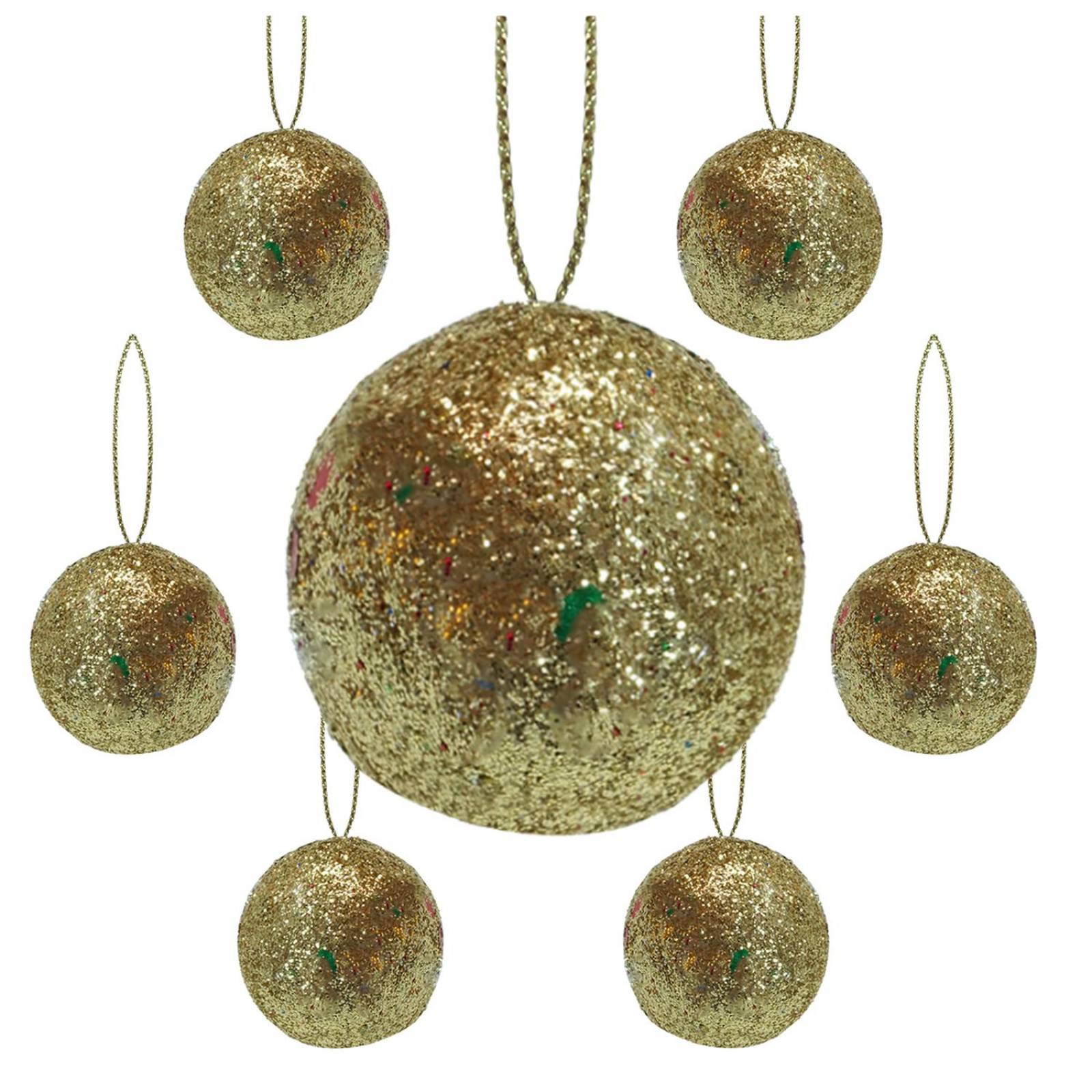 Mini Esferas Diamantadas Para Arbol Navidad Decoración 60 pz Dorado