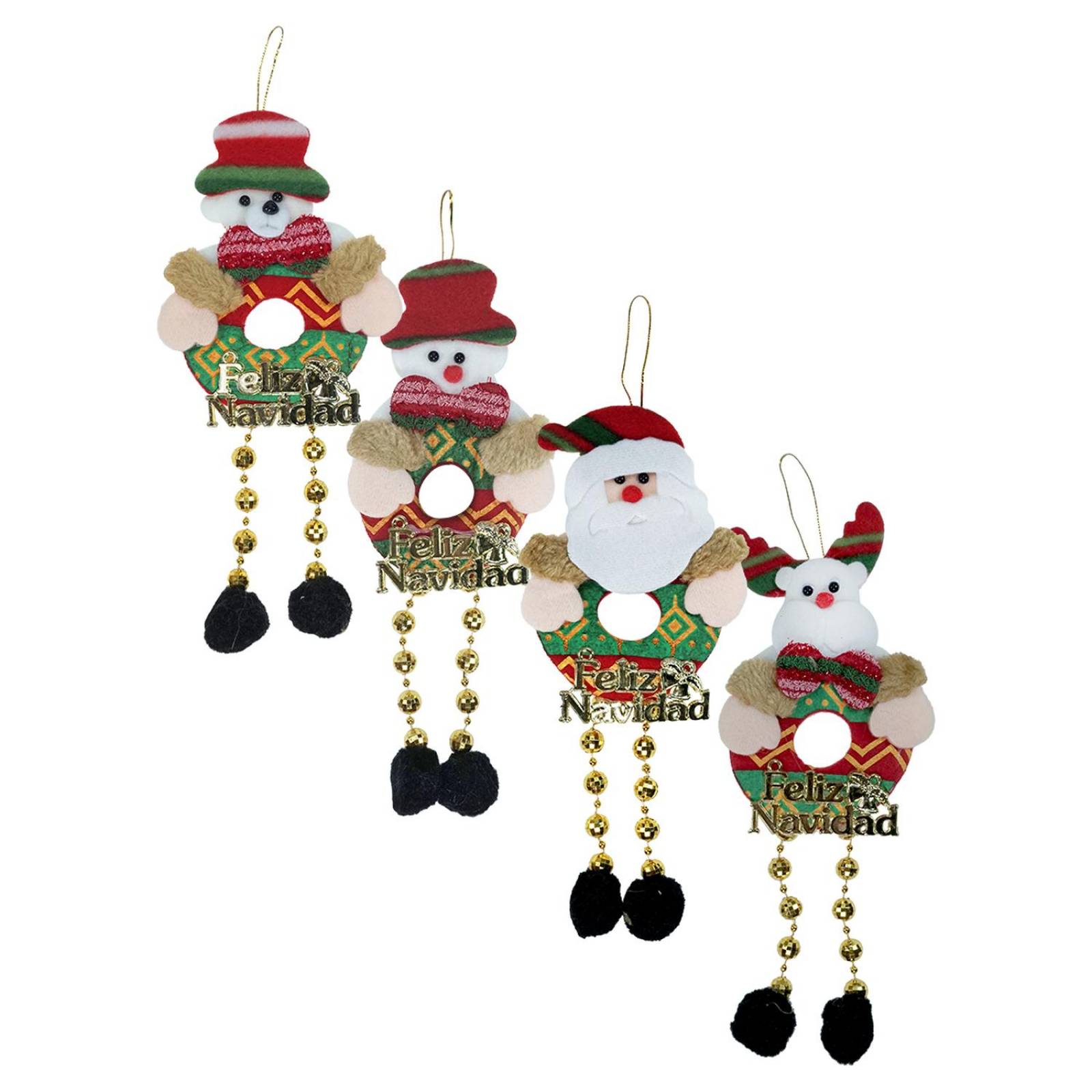 Adornos para árbol Muñecos Feliz Navidad 8 pz