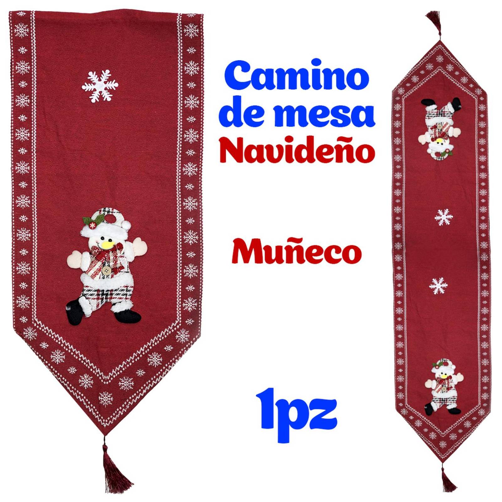 Mantel Camino Navideño Decoración Navideña 1 pz Muñeco de nieve