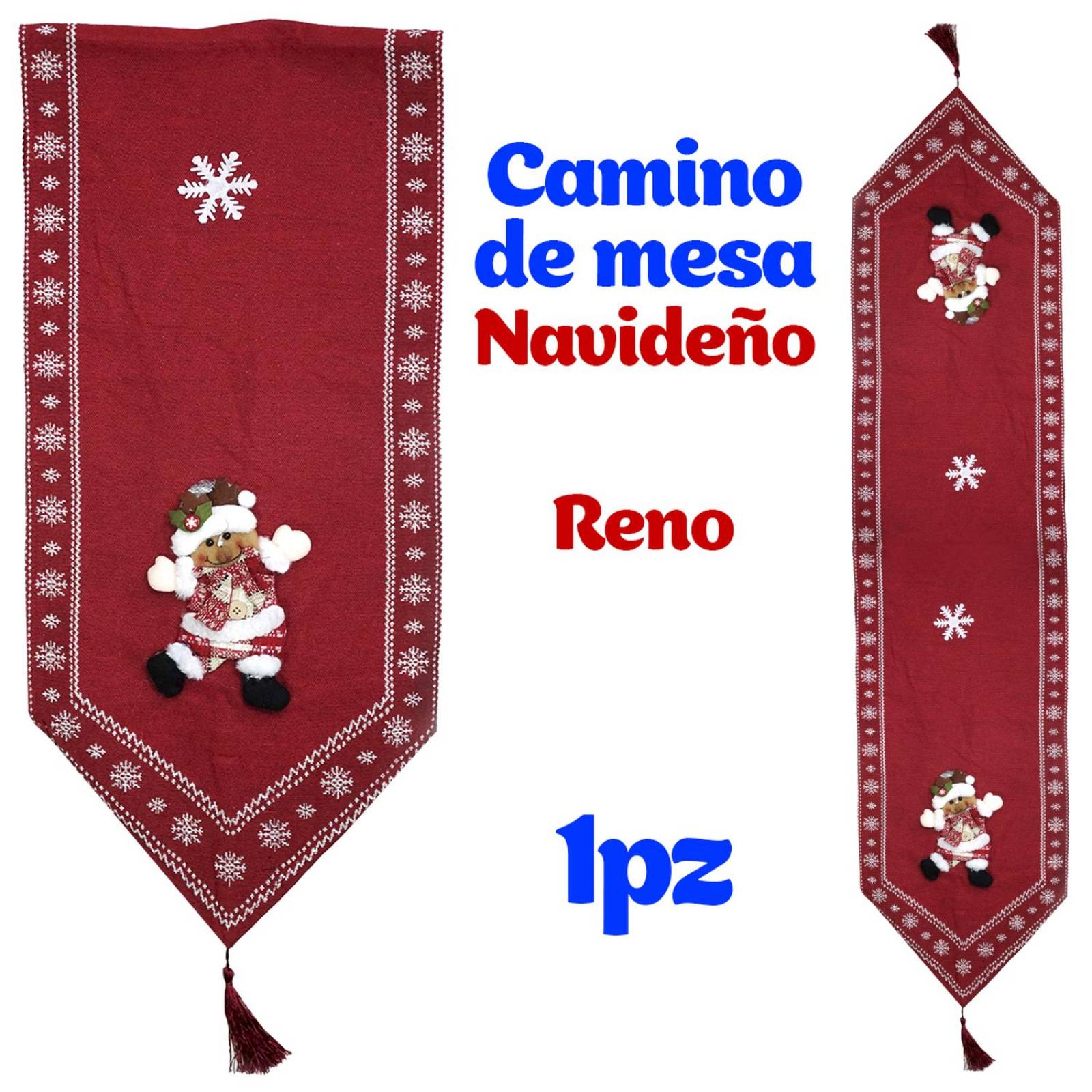 Mantel Camino Navideño Decoración Navideña 1 pz Reno