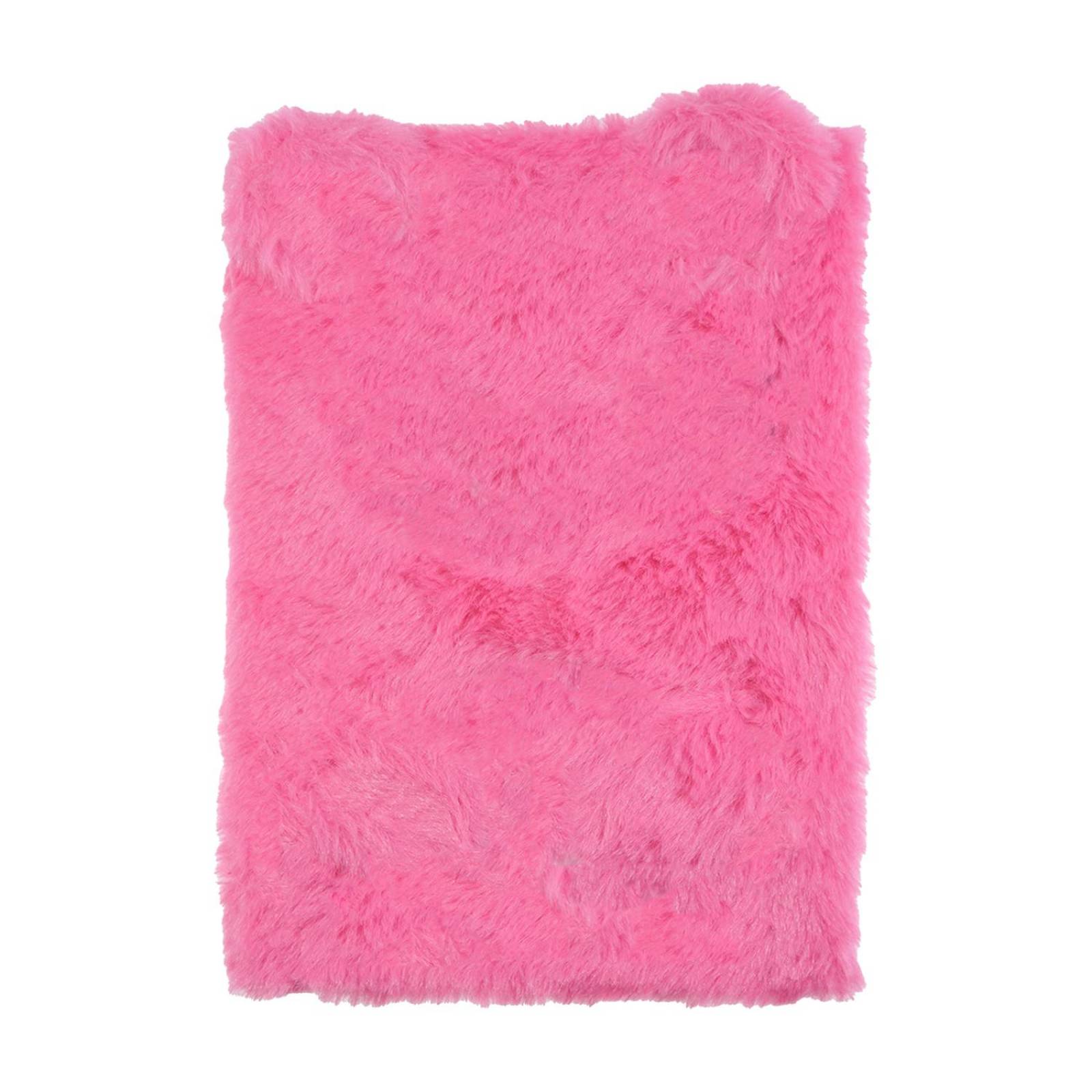 Diario Libreta De Peluche Unicornio De Raya Pasta Dura 1pz Fucsia