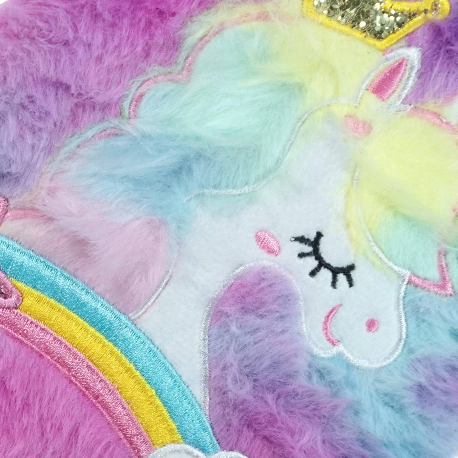 Diario Libreta De Peluche Unicornio De Raya Pasta Dura 1pz Violeta