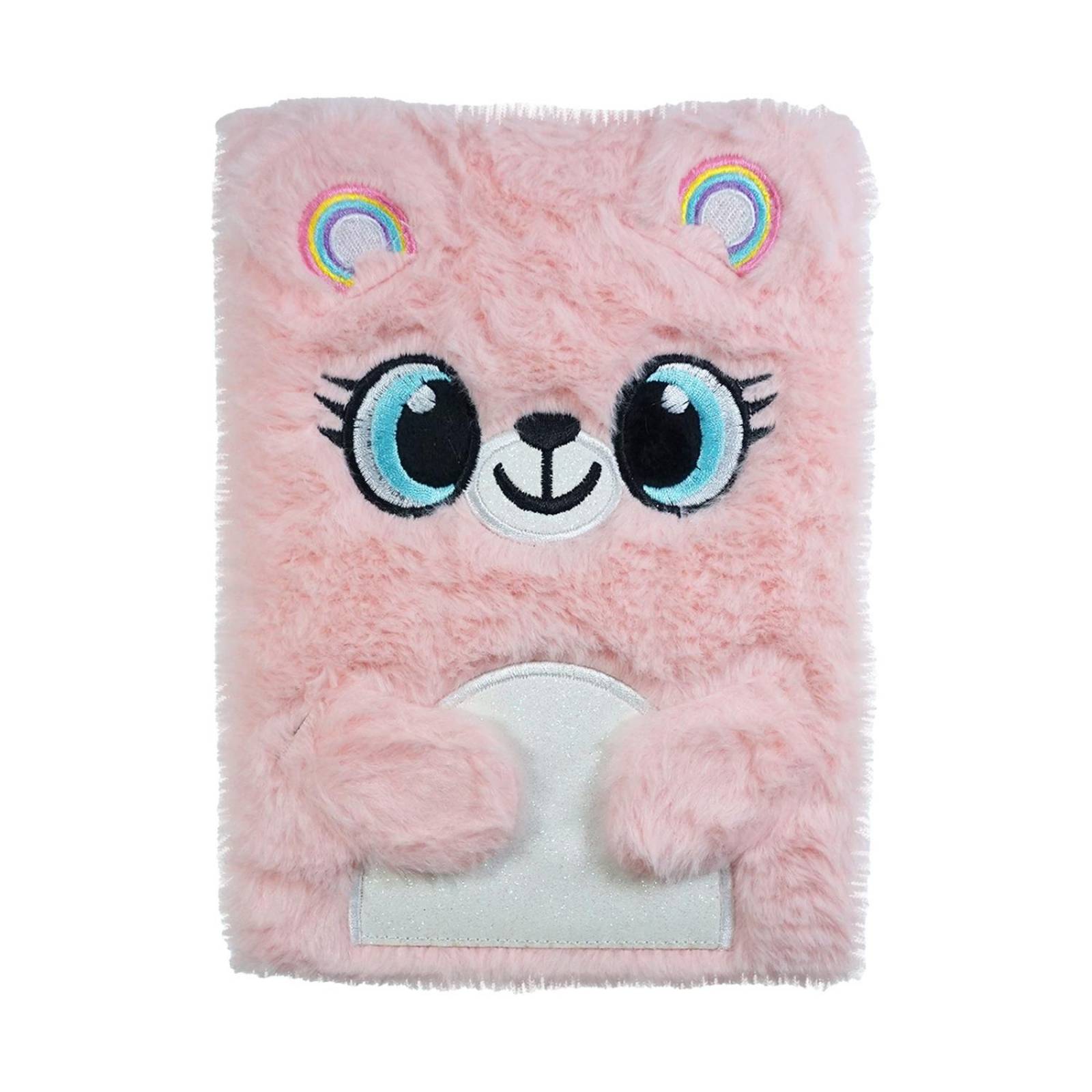 Diario Libreta De Peluche Oso De Raya Pasta Dura 1 pz 