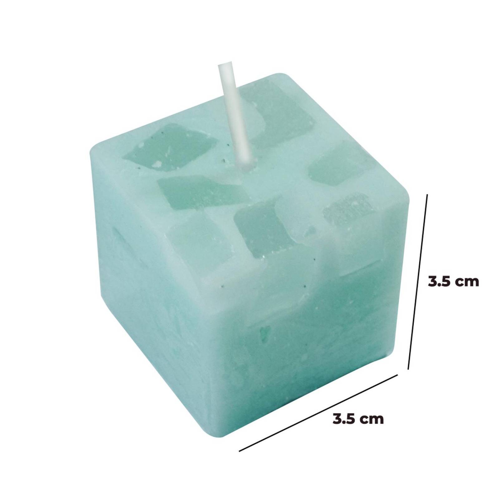 Velas Aromaticas Diseño de Mosaico Cuadradas 6pz de 3x3cm Menta