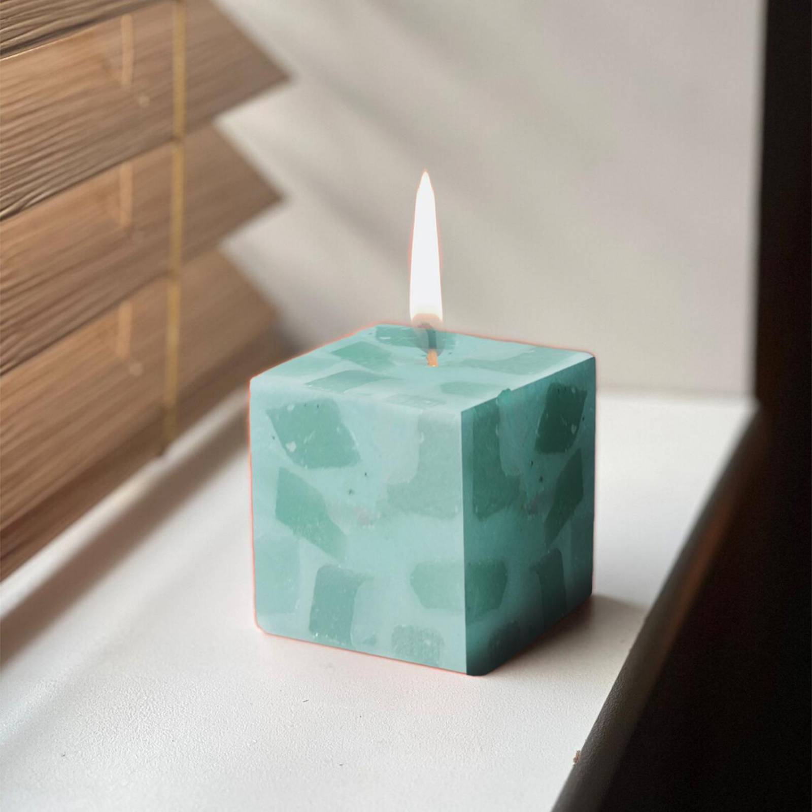 Velas Aromaticas Diseño de Mosaico Cuadradas 6pz de 3x3cm Menta